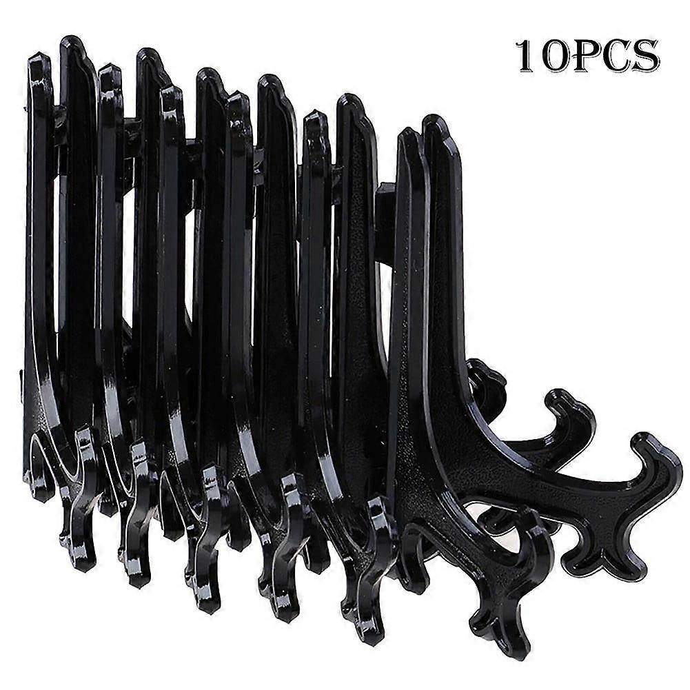 10-Pack Clear Plastic Display Plate Stand Easel Frames, Adjustable Hinged Holders for Plates, Pictures, Bowls, Compatible with 7-10cm Diameter,