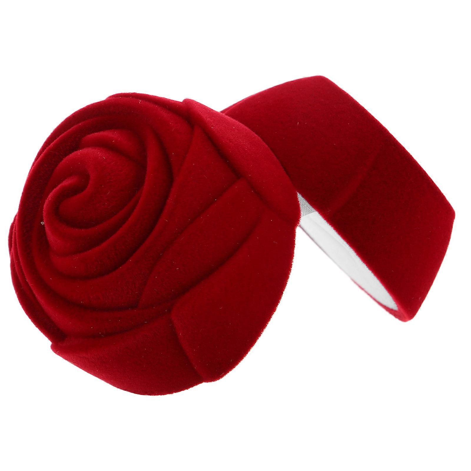 Red Rose Shape Jewelry Box for Ring Storage and Wedding Gift