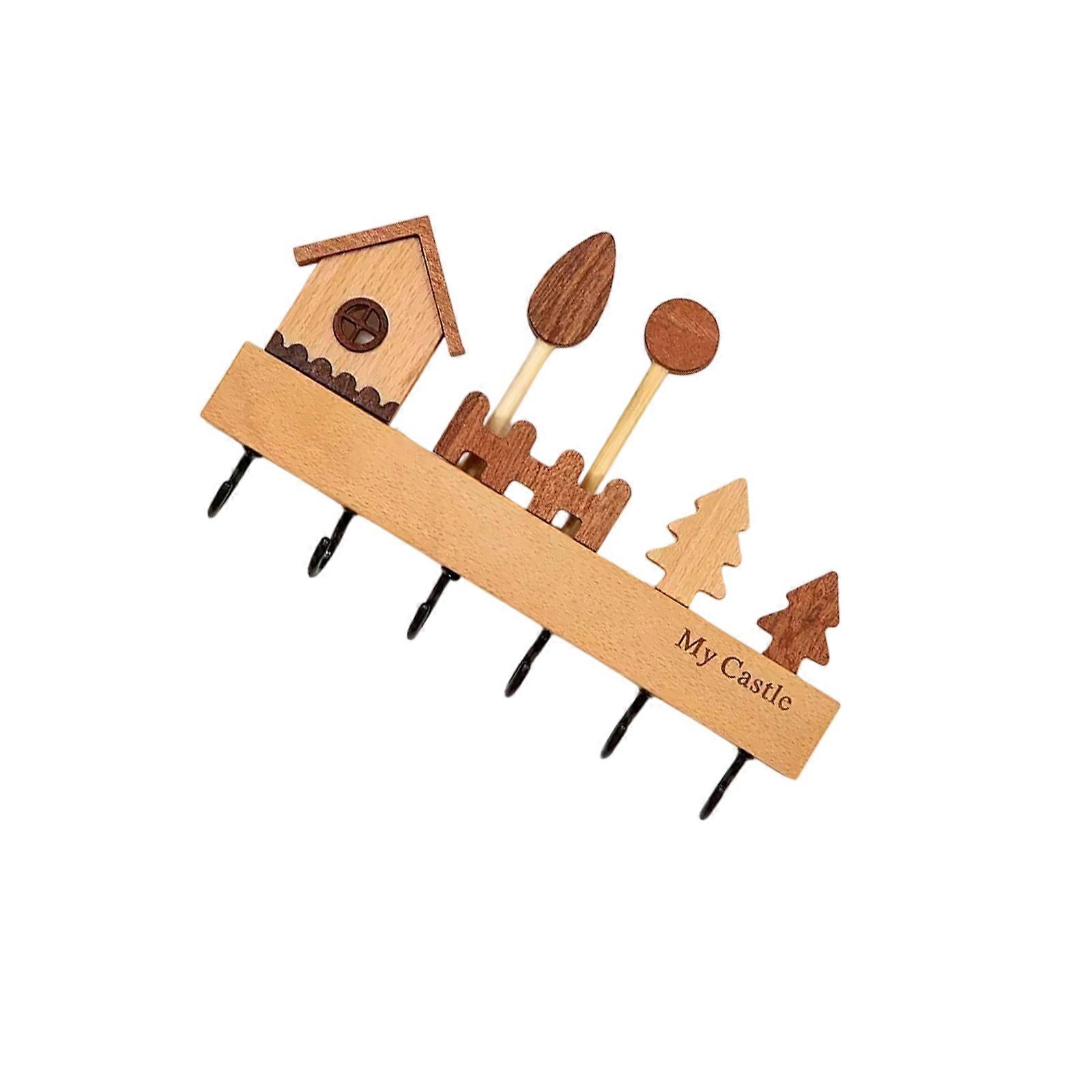 Natural Wooden Key Hook Set Removable Adhesive Wall Hanger For Organizing Entryways Closet Spaces Multicolor