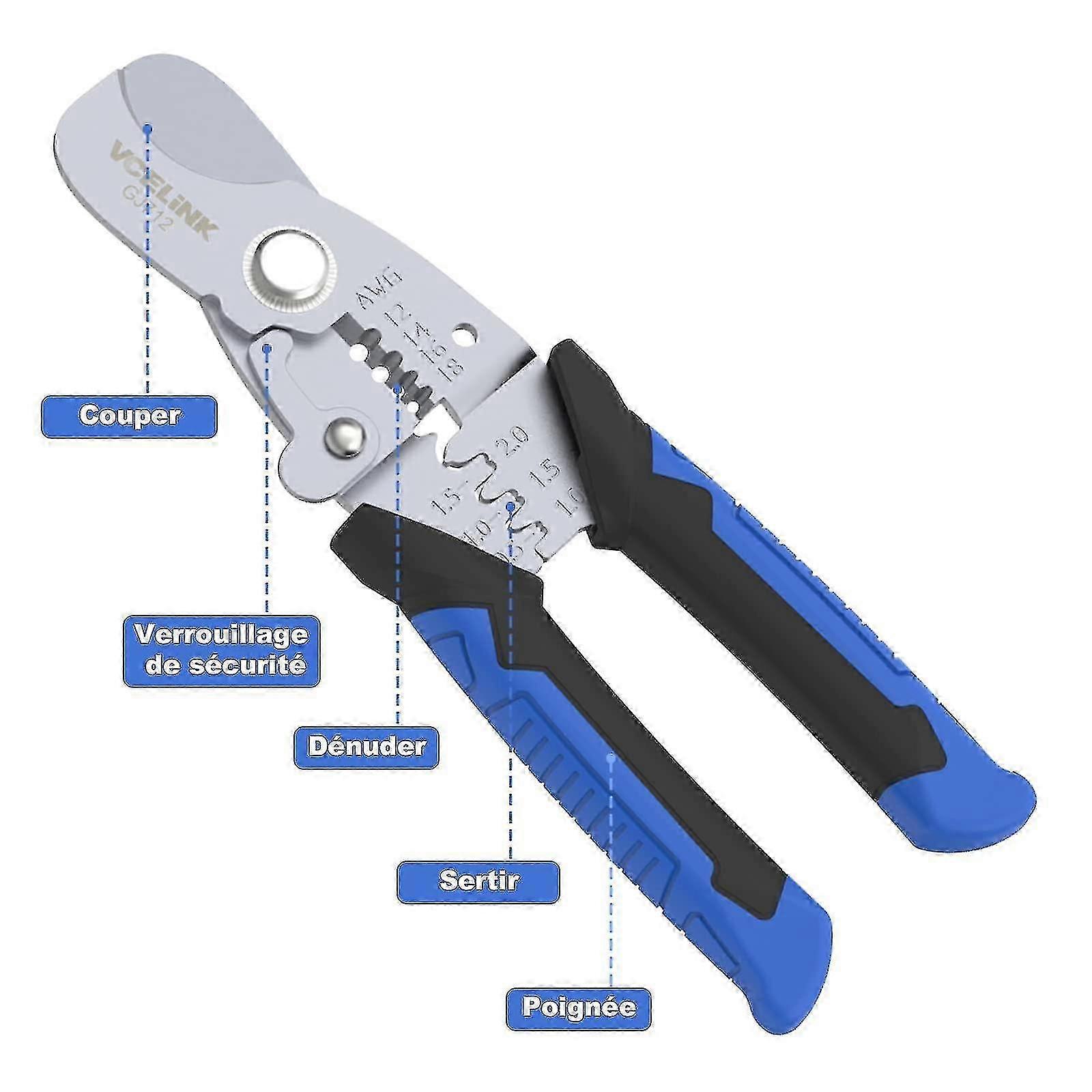 Wire Cutter 3 In 1 Multi-function Wire Stripper Electrical Cable Cutter For Stripping Cutting And Crimping Cable 180mm 25-26