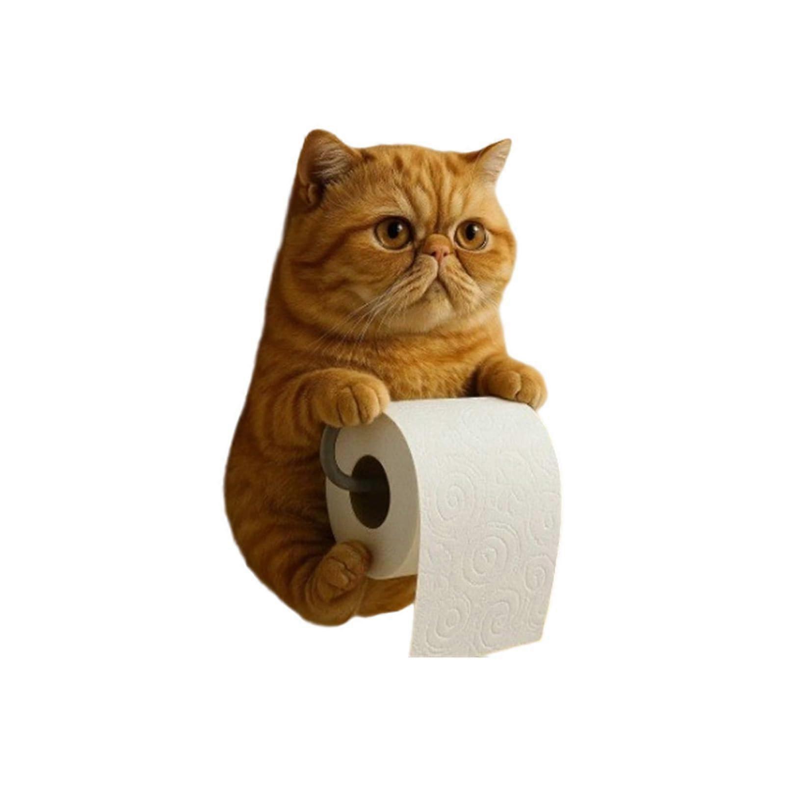 Bathroom Tissue Roll Storage Dispenser CatInspired Resin Wall Mount, SpaceSaving Compact Bathroom Paper Holder