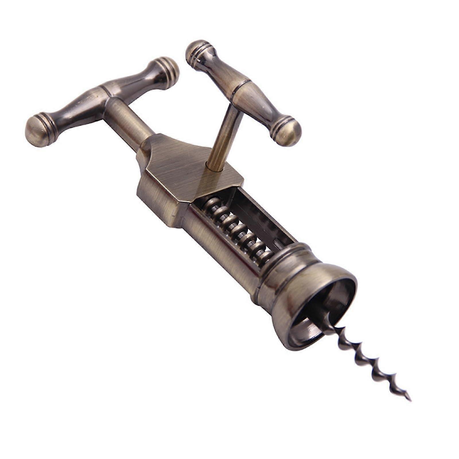 Wine Bottle Opener Corkscrew with Retro Zinc Alloy Handle for Home Kitchen and Bar 8x19cm