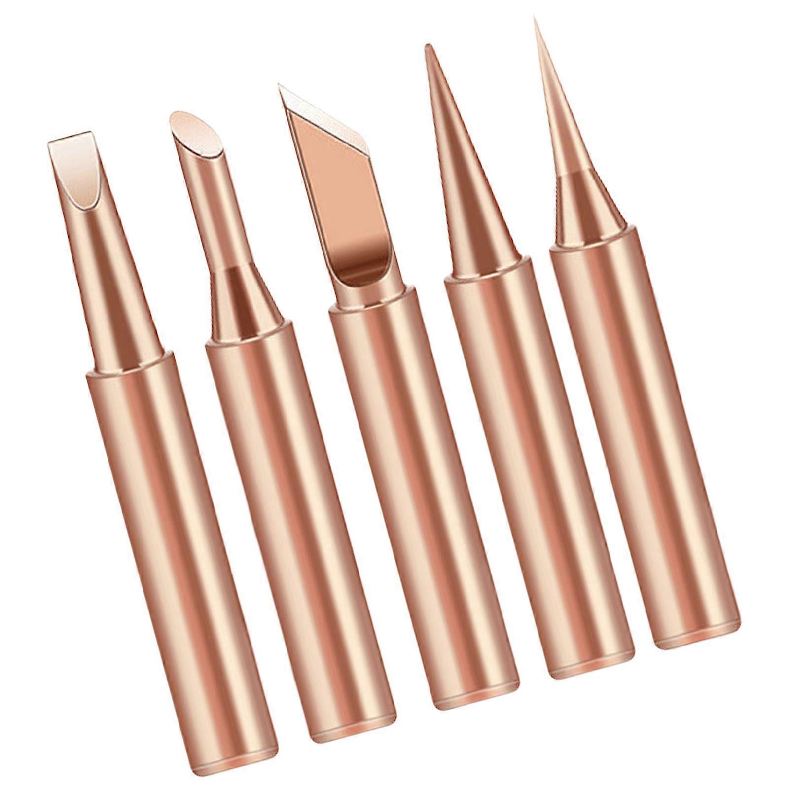 5Pieces Heat Efficient Copper Soldering Tip Suitable for Quick Heat Up and Stable Temperature Control Circuit Board Work Multicolor