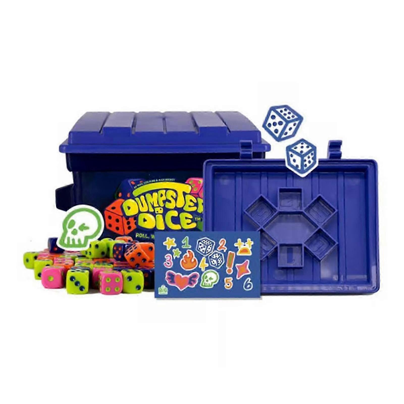 Dumpster Dice Game Fast-Paced Family Dice Game with 80 Dice & Stickers, Travel & Home Party Fun Board Game 4-Players 25-26s