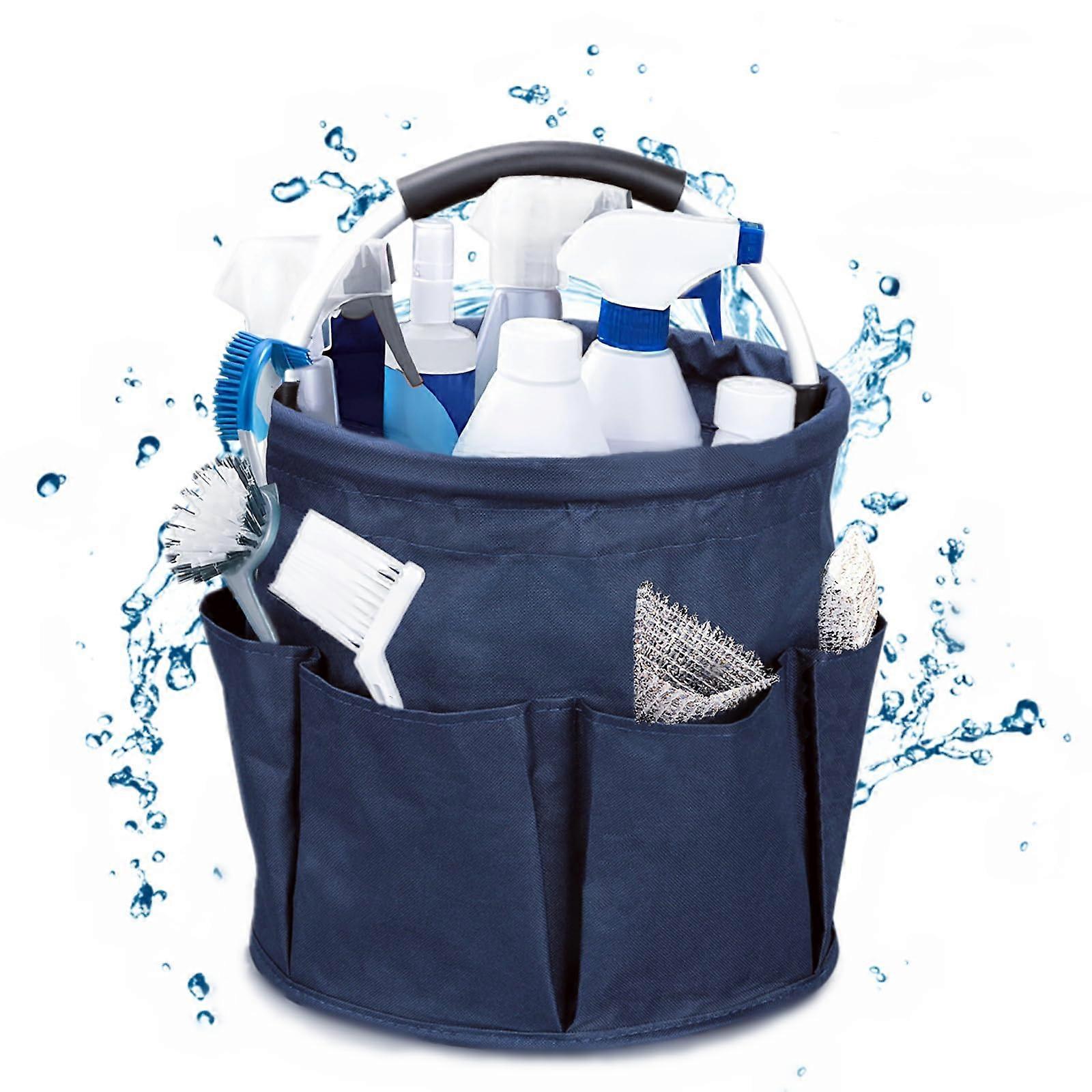 Cleaning Caddy with Handle 17L Foldable Organizer Bucket for Home and Garden Cleaning Supplies Navy Blue