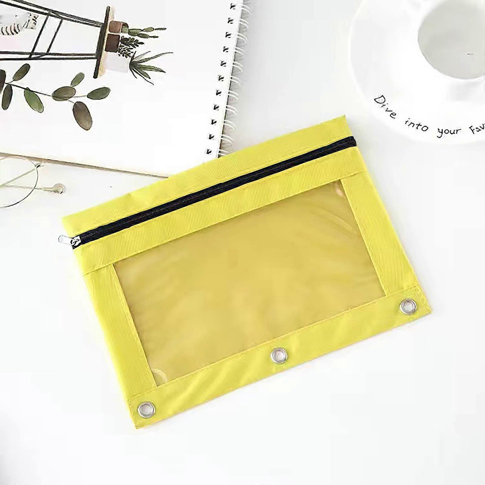 OYIGU Pencil Pouch with 3 Ring Binder, 3-Holes Zipper, Clear Window, Large Capacity, Detachable Folder, Smooth Zipper