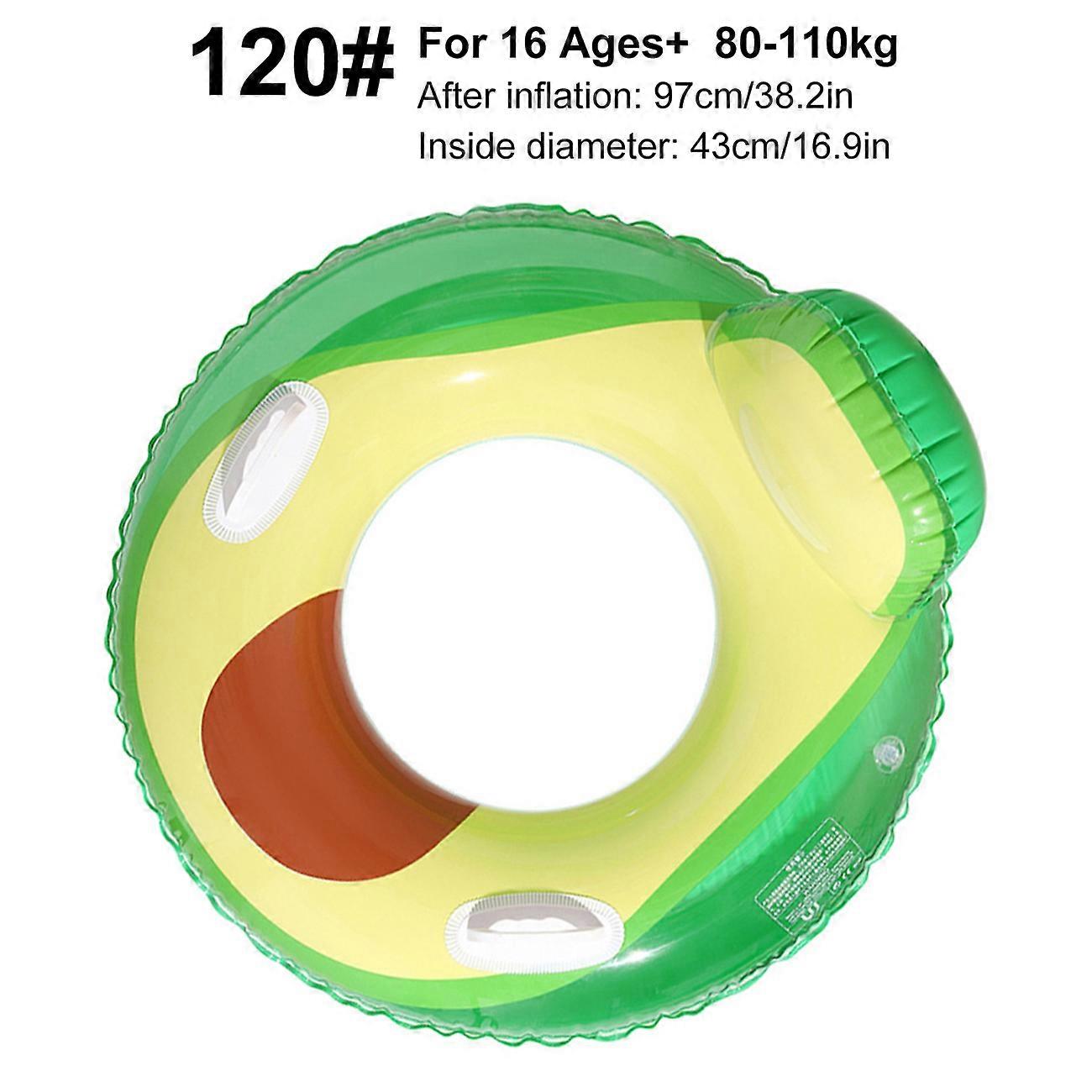 1PC Avocado Shaped Inflatable Swim Ring with Handles, Safety Pool Float for Kids Summer Swimming