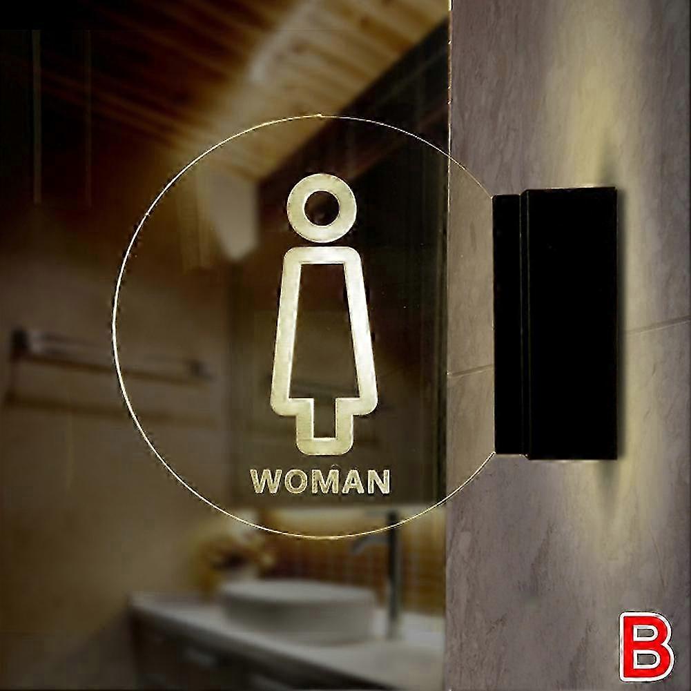 Bathroom LED sign for acrylic round wall mount restroom