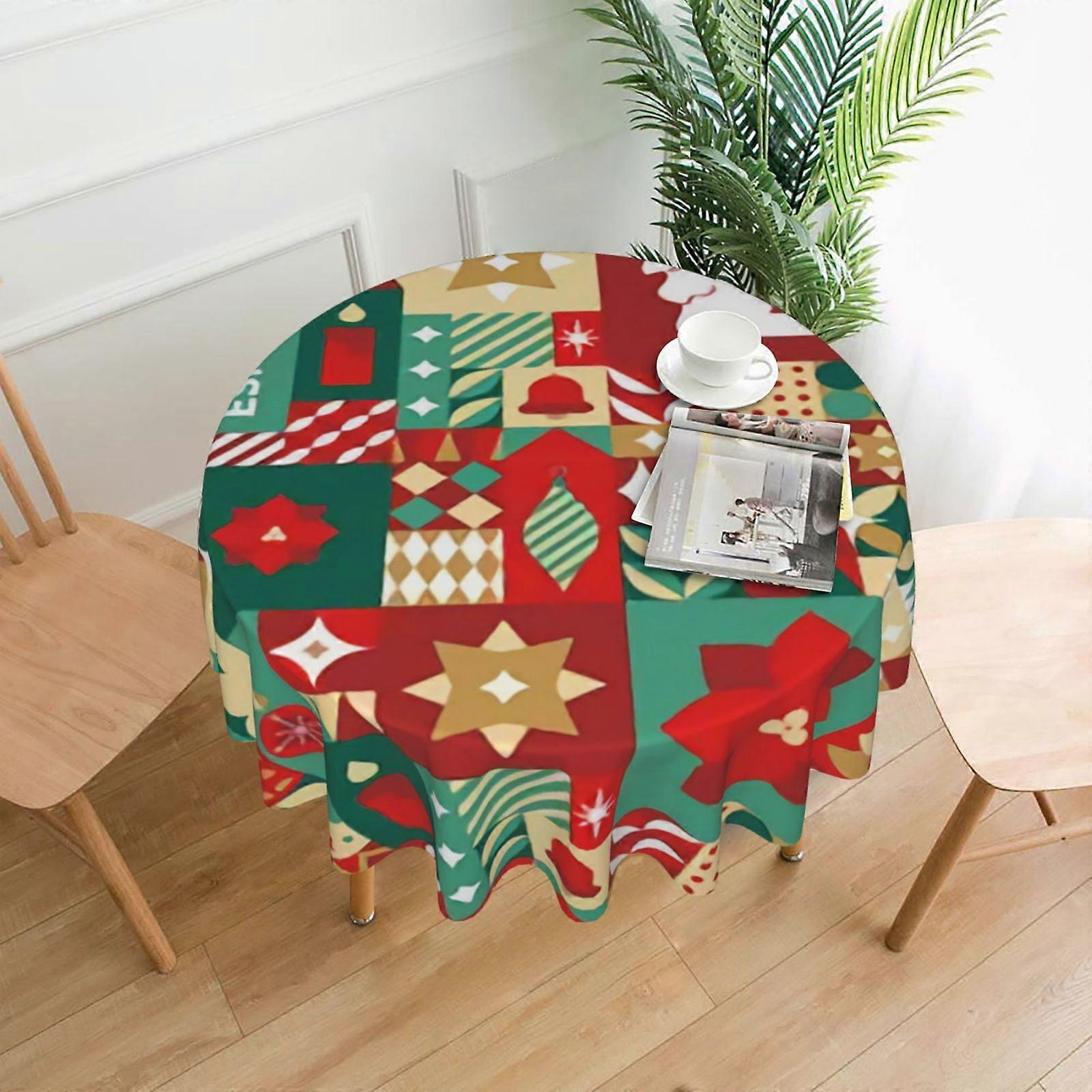 Merry Christmas Rectangular Tablecloth, Water Resistant & Antiwrinkle, Soft Spillproof Fabric, compatible with 60in Tables