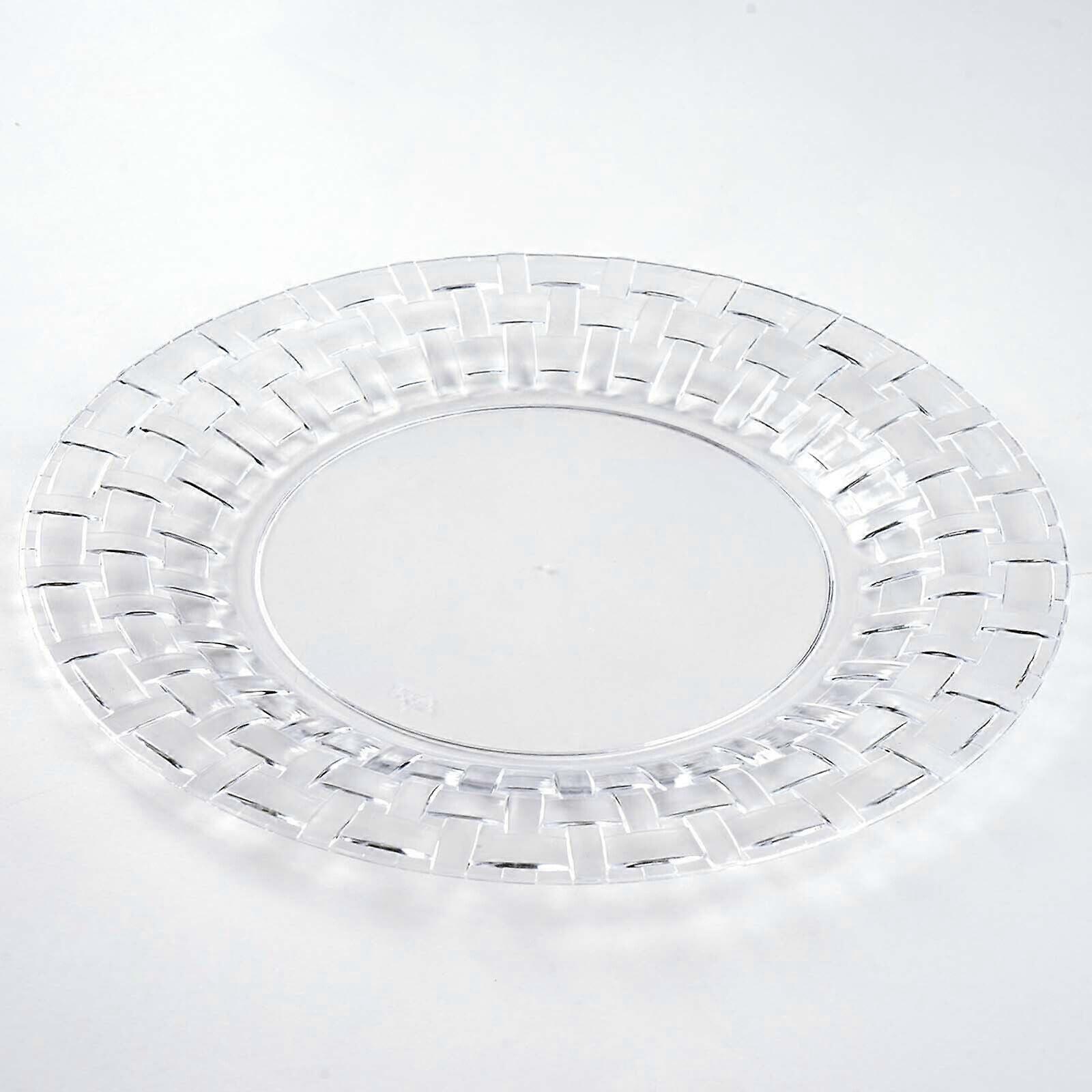 10" CLEAR DESSERT PLASTIC PLATES Round Basketweave Party Wedding TABLEWARE