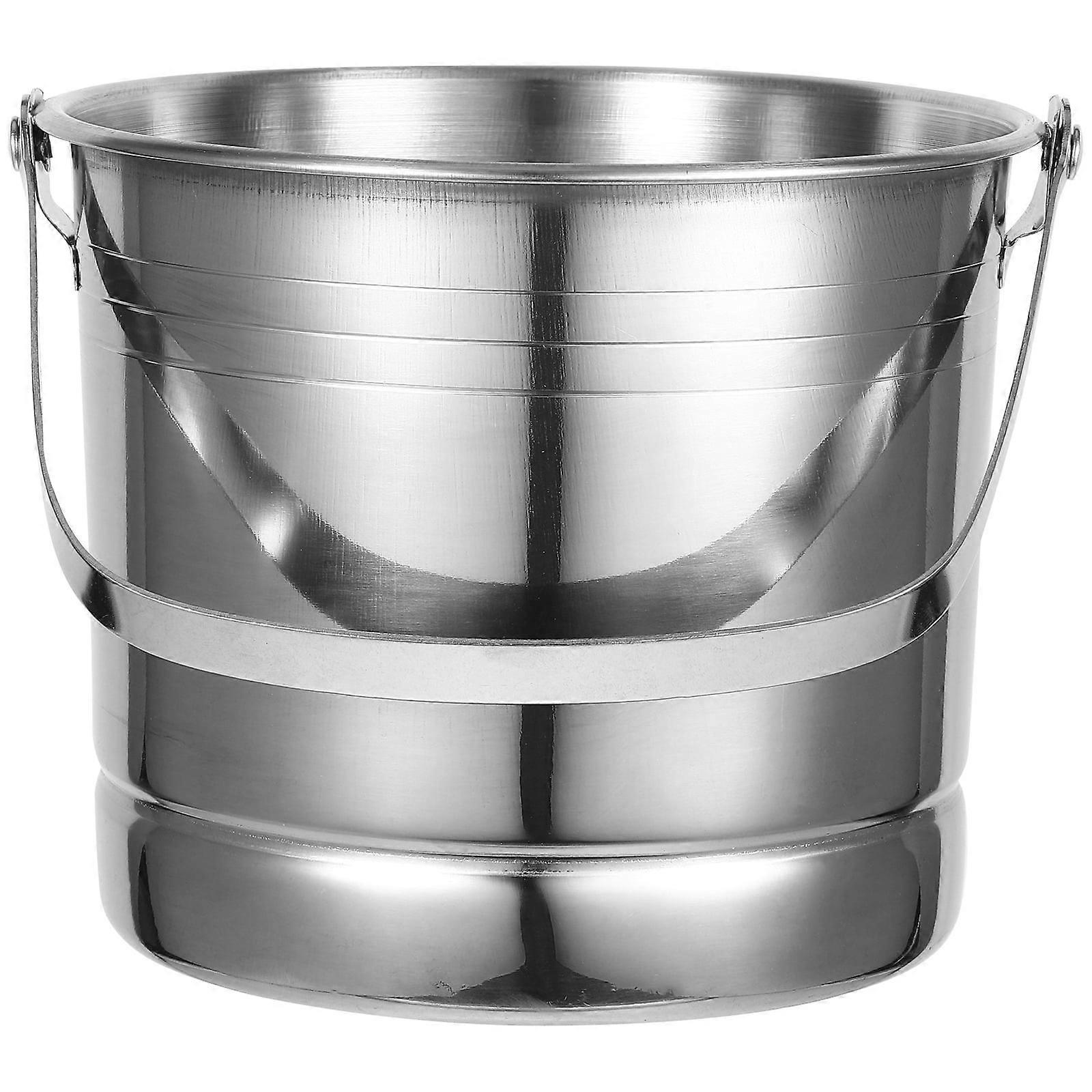 Ice Cube Silver Bucket Small Container Stainless Steel Multifunction Thicken
