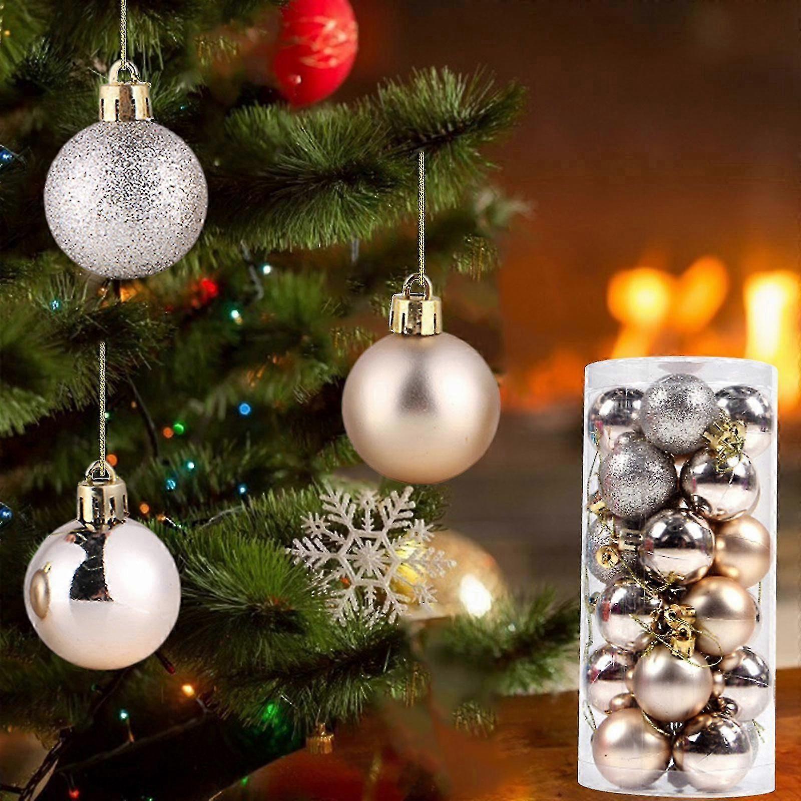 Christmas Ball Decorations Set of 24 with Hanging Loop for Tree