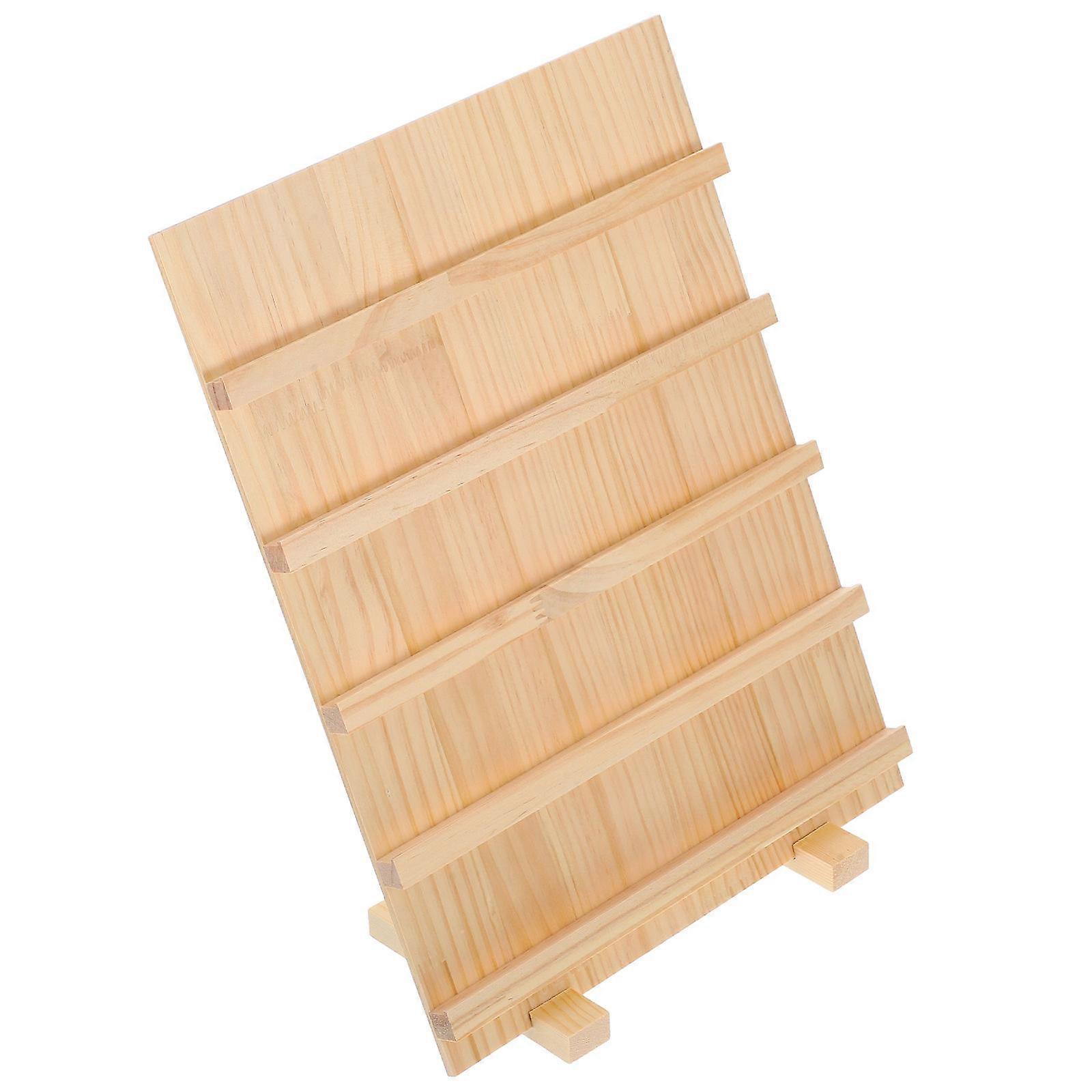 Five-Layer Jewelry Display Stand for Earrings Wooden Holder with Base