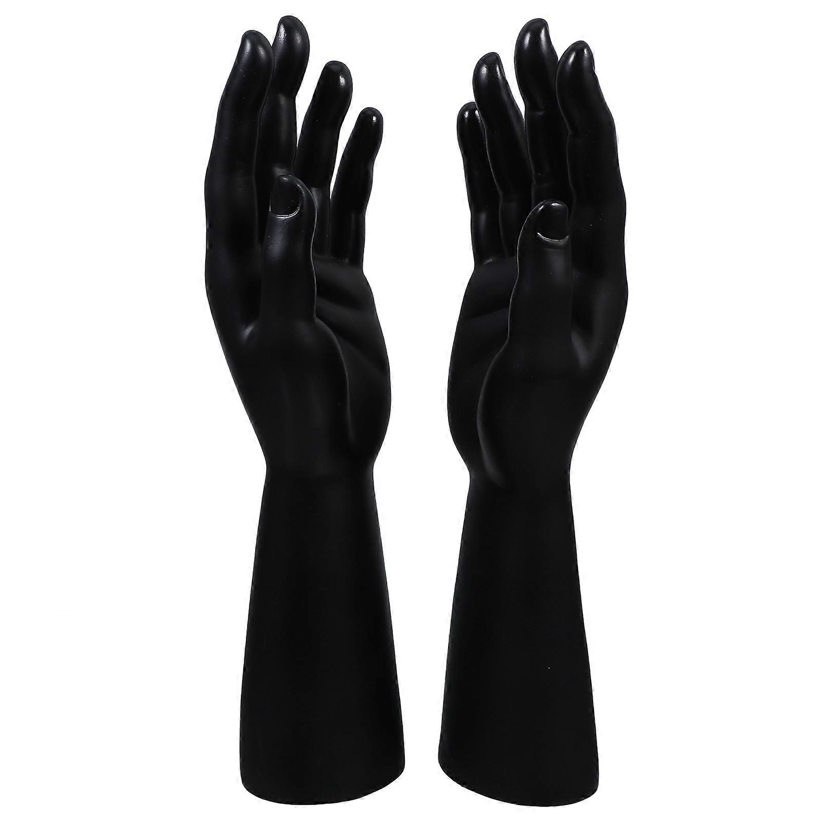 Mannequin Hands Multi-Function Ring Holder for Decoration 2Pcs Black Set