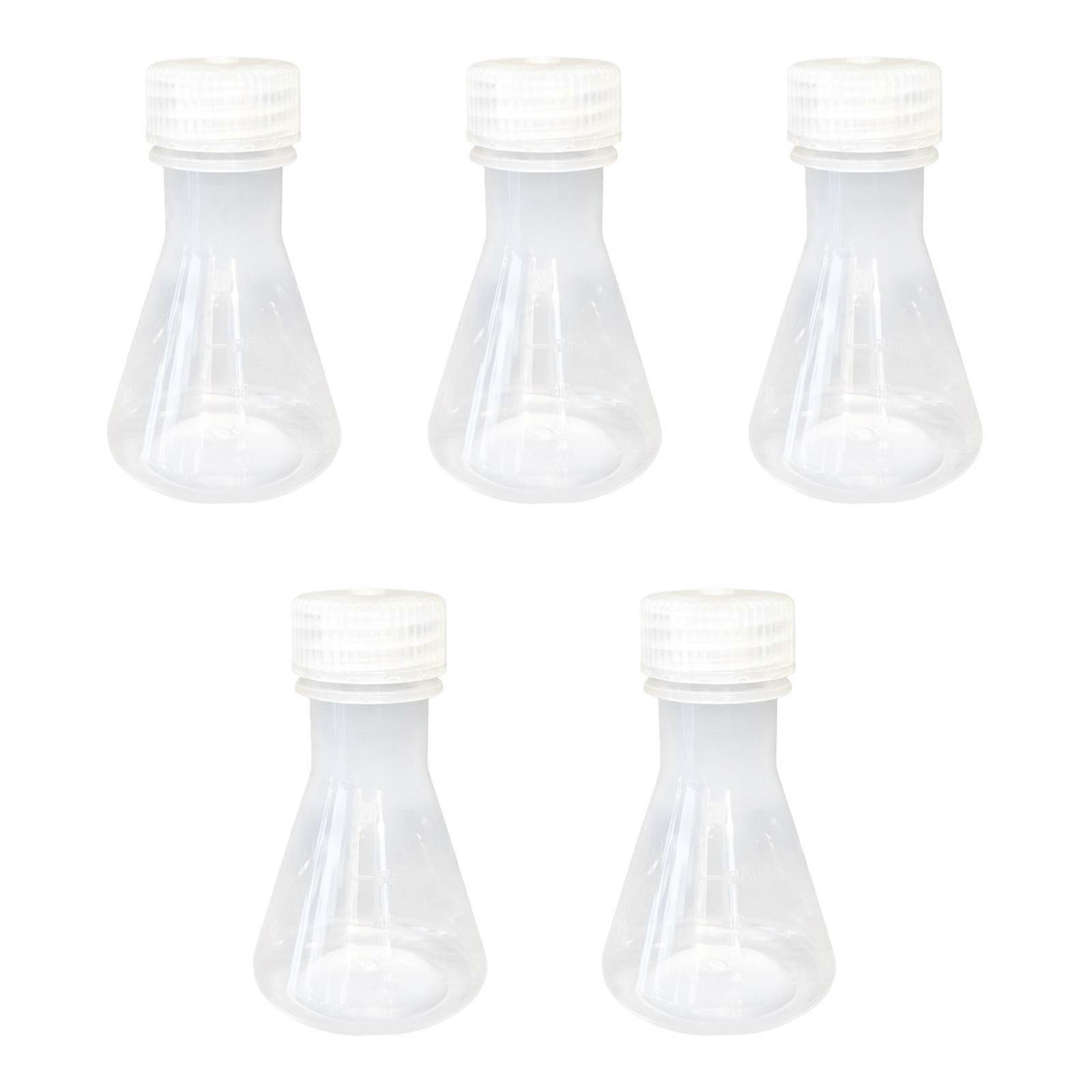 5Pcs Graduated Laboratory Flasks with Leakproof Lid Clear Plastic Triangular Flasks for Liquid Mixing and Science Lab Multicolor