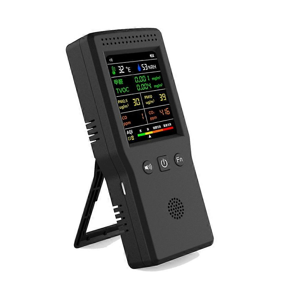 9 in 1 Air Quality Detector LCD Display PM2.5 PM10 HCHO TVOC Black