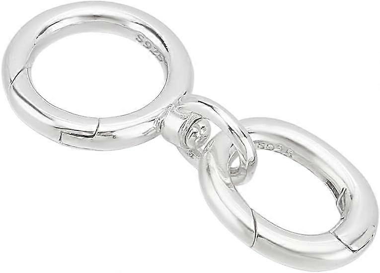 925 Sterling Silver Spring Gate Ring Swivel Clasp Clips Double Opening Lobster Clasp Spring Clip Snap Hook with Gate Ring for Keys Necklace Bracelet D