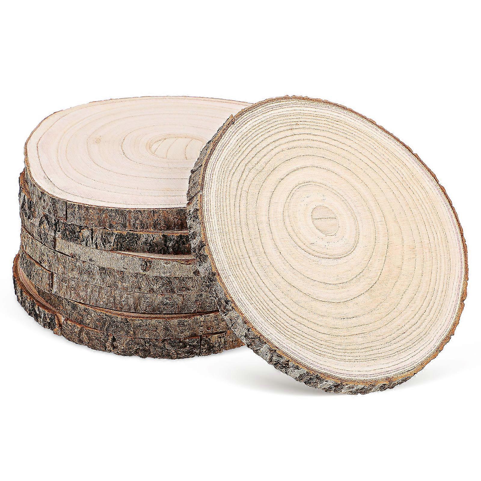Wood Logs for Decoration Wood Slices for Craft Use 8Pcs with Bark