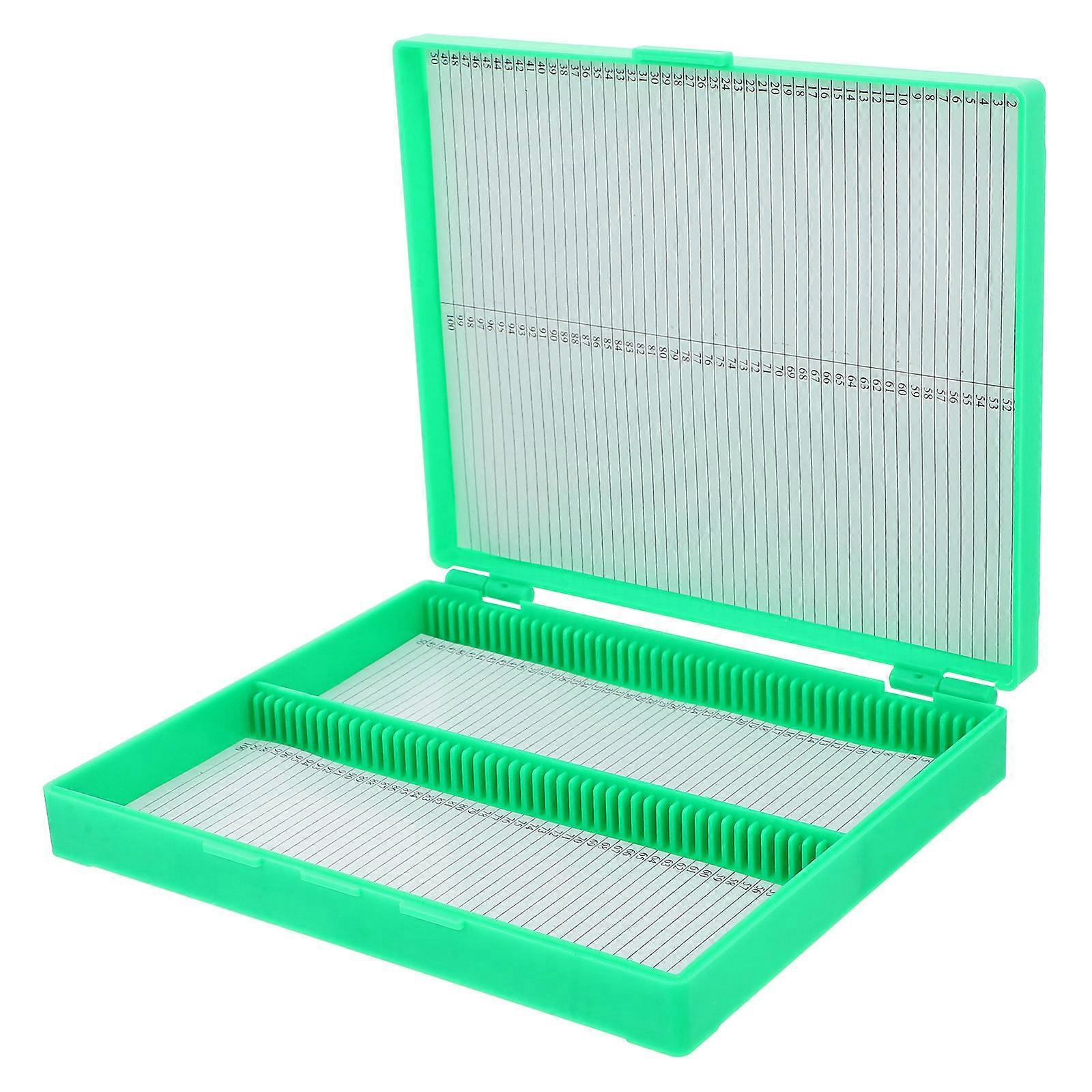 Microscope for Storage Holds 100 Slides Plastic Green 3Pcs