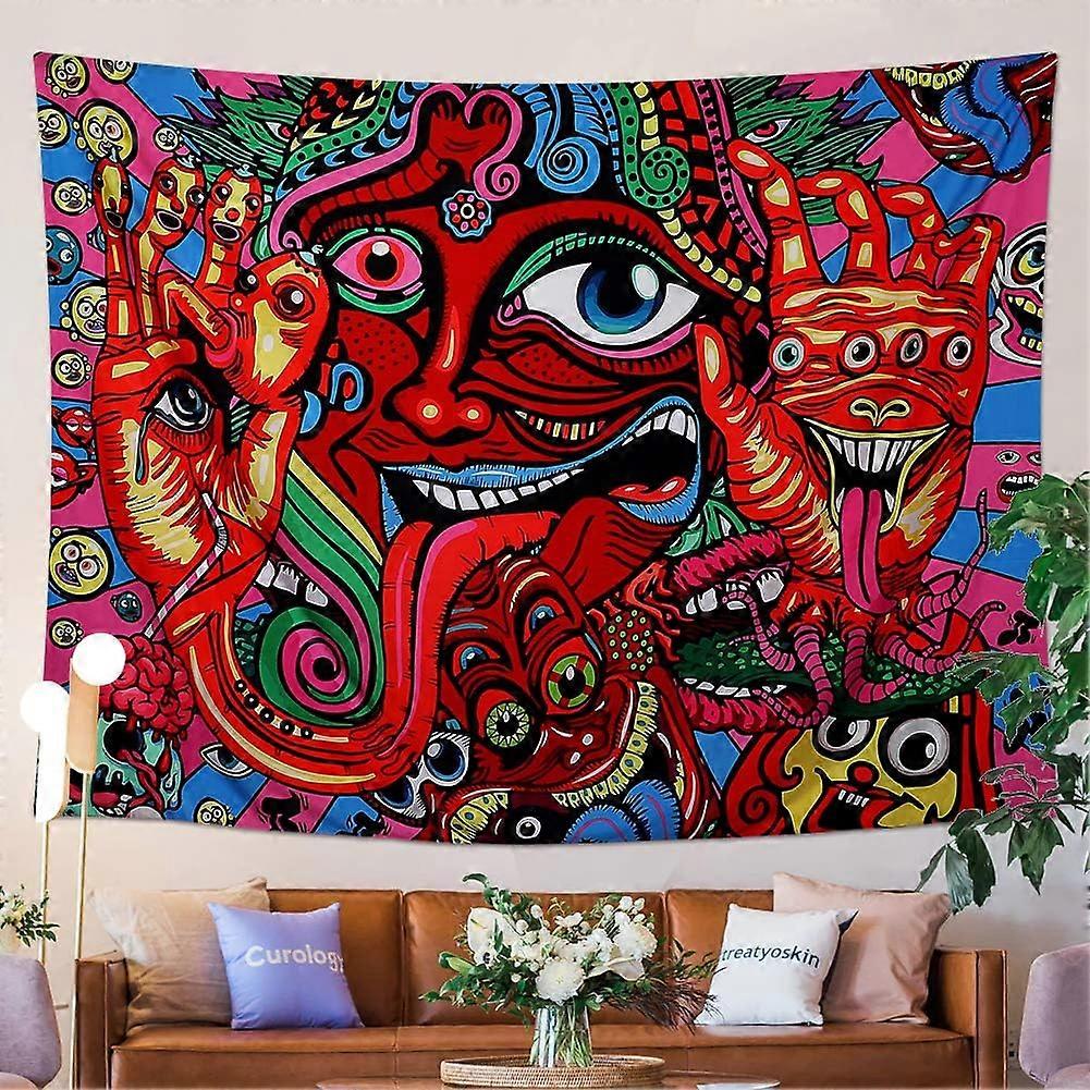 Psychedelic Arabesque Tapestry Wall Hanging Hippie Wall Tapestry Abstract Retro Pattern Tapestries Magical Fractal Tapestry(148x200cm)
