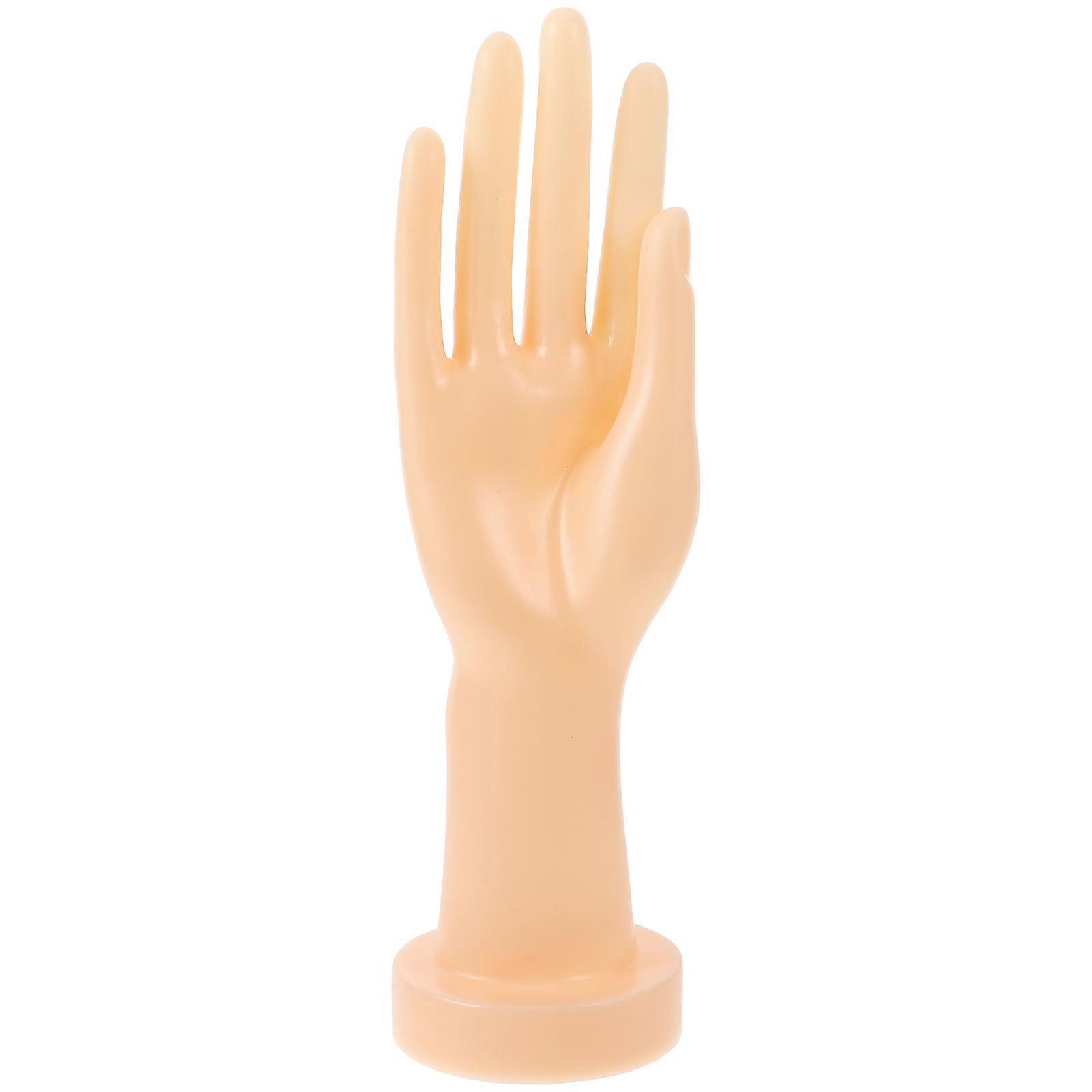 Beige Plastic Hand Model for Jewelry Display with Realistic Design and Base Multiscene Application 6.5 inches
