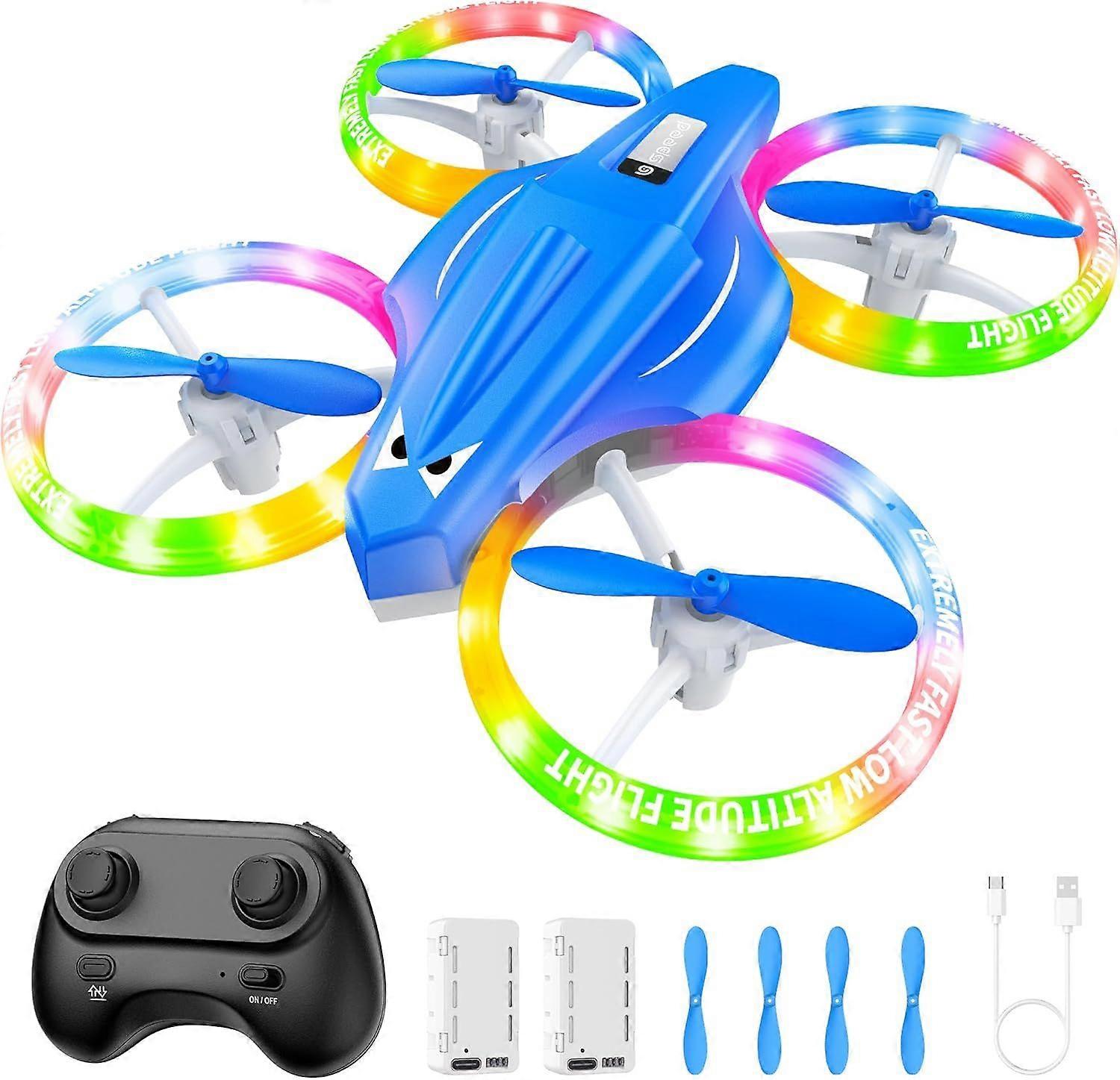 Drones for Kids with Cool Light, Kids Drone with 3D Flip, Altitude-Hold, Self-Rotation, Headless Mode, 3 Speed Modes, One-Click Take-off/Landing, Mini