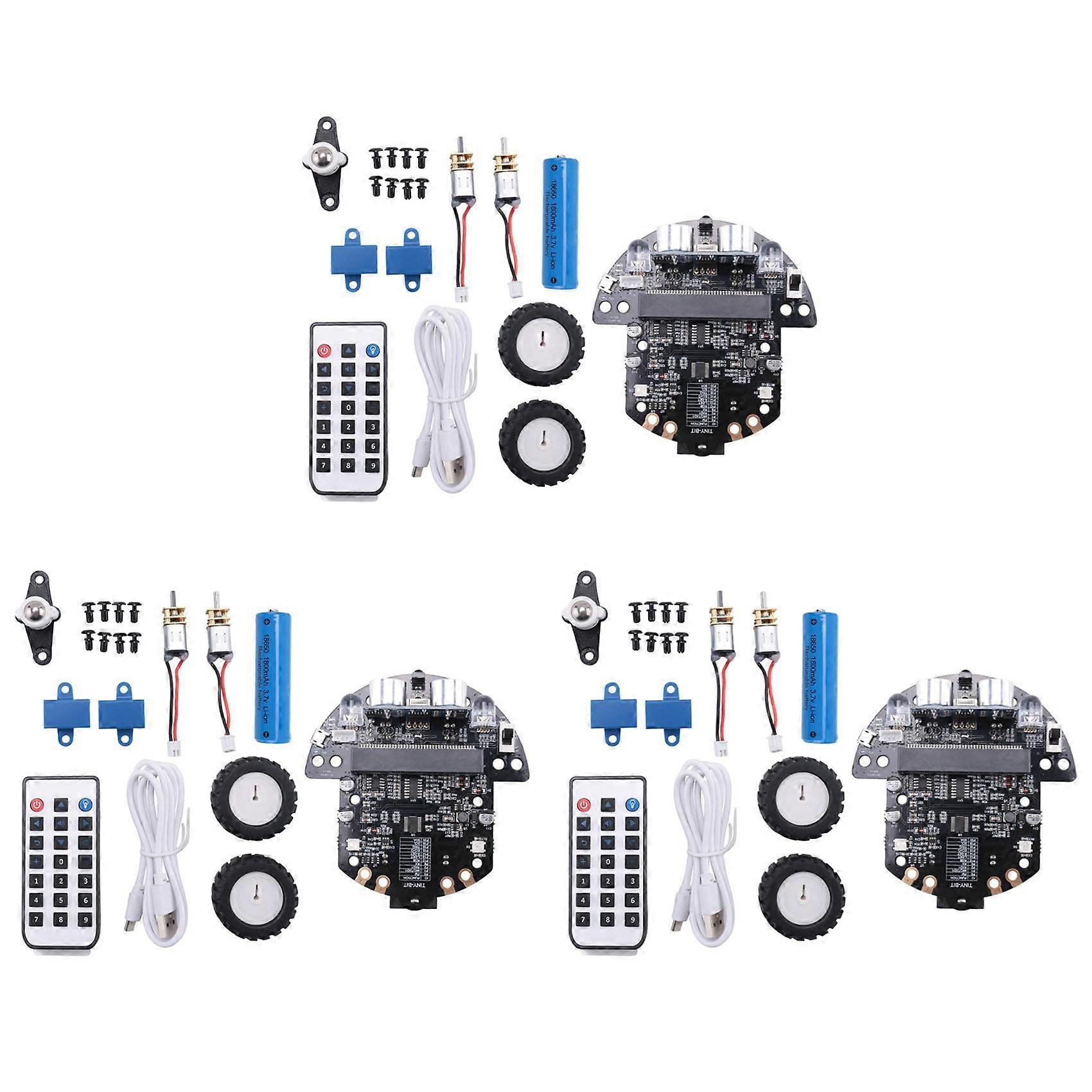 3X Robot Programmable Robotic Kit Based on BBC Microbit V2 and V1 for STEM Coding Education with Chargeable Battery(A)