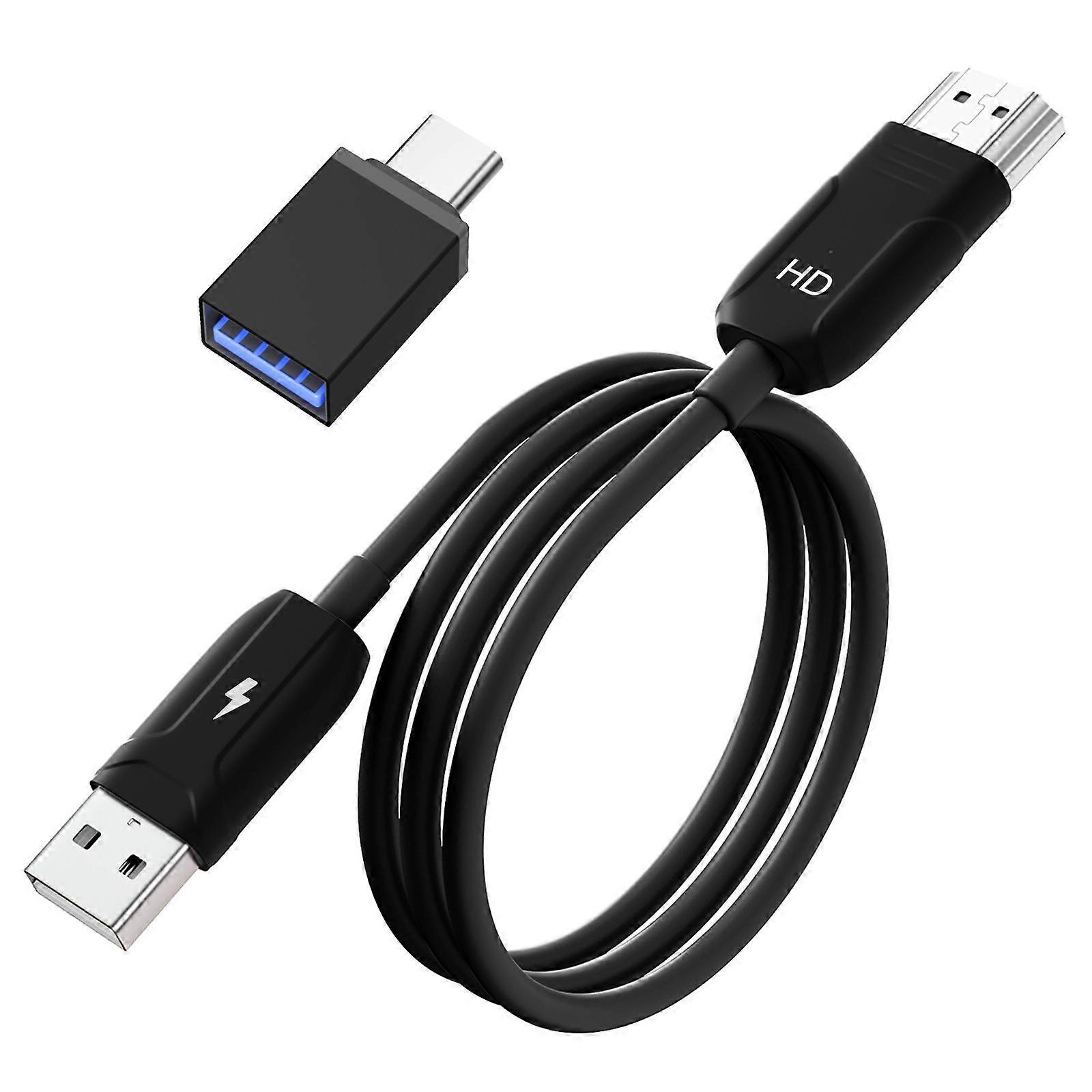 USB-A to HDMI HD Screen Mirroring Cable Wireless Screen Mirroring Converter Cable with Adapter 70cm