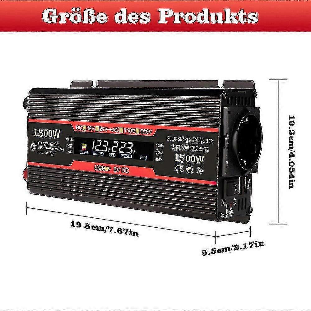 8000W ren sinusstrømomformer 12V til 230V 2 USB