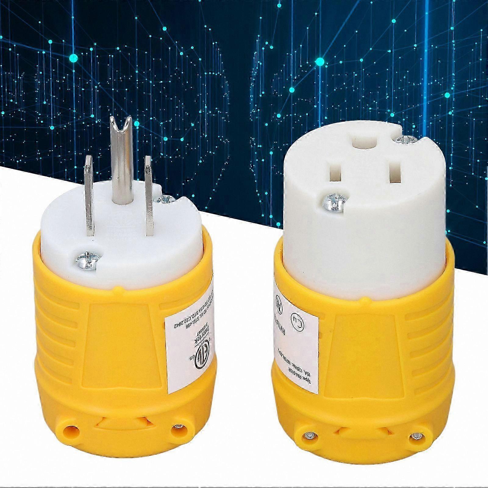 15A Electrical Plug and Socket Set for Camping and RV Use, NEMA 5-15P Replacement Connector Kit