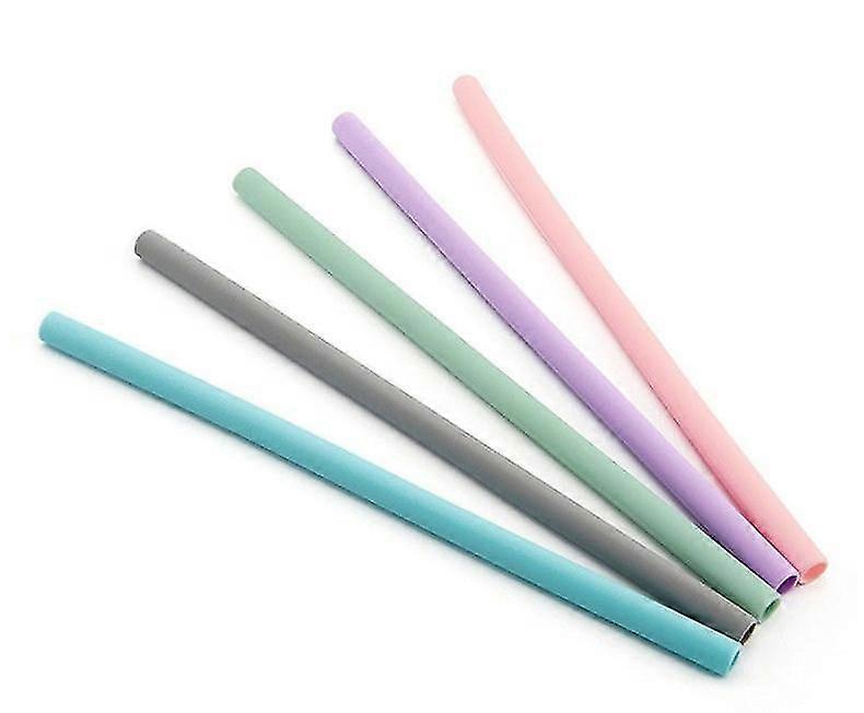 Reusable Silicone Drinking Straws Set Of 6 Pcs