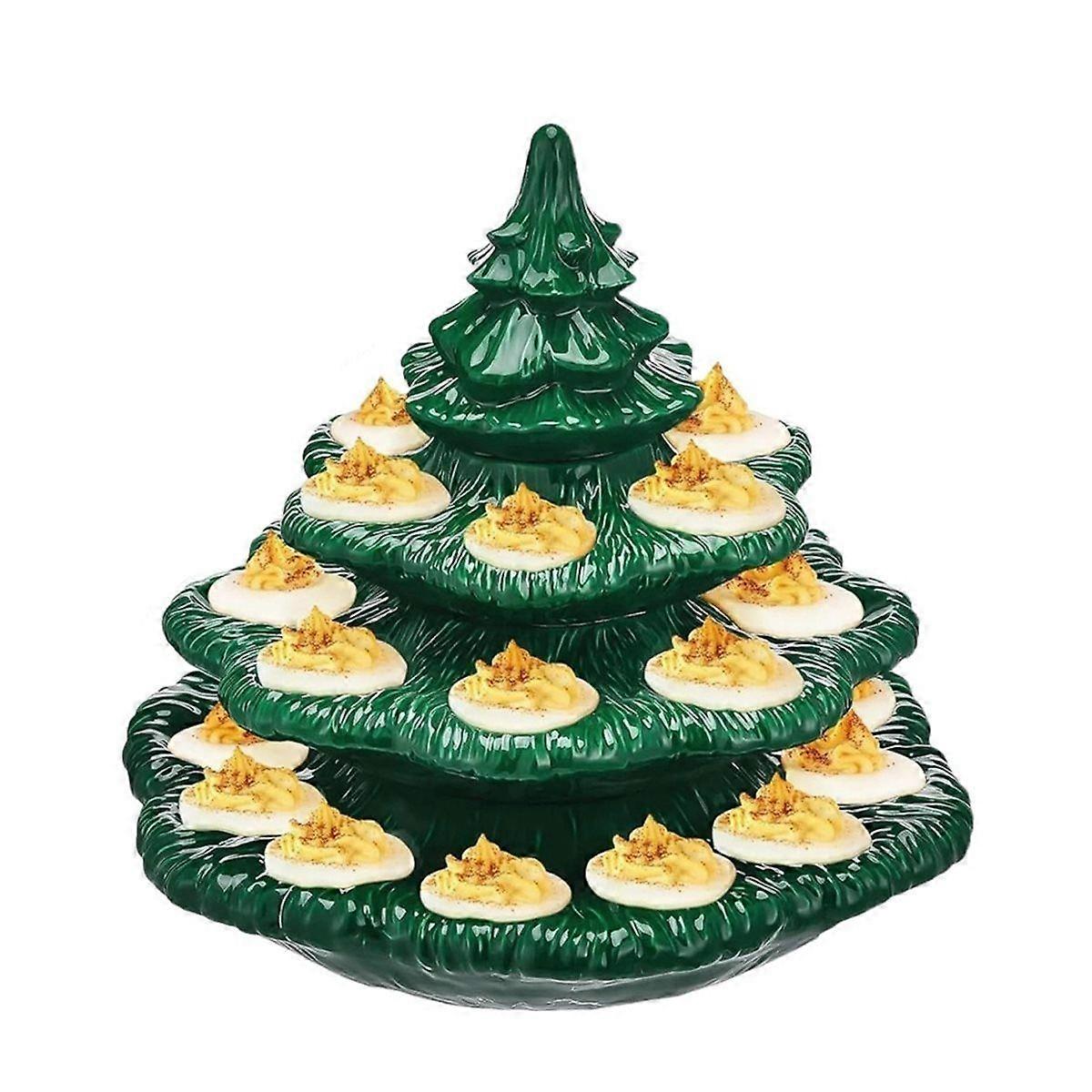 Deviled Egg Christmas Tree, Ceramic Christmas Tree Deviled Egg Platter, Reusable Holiday Deviled Ov