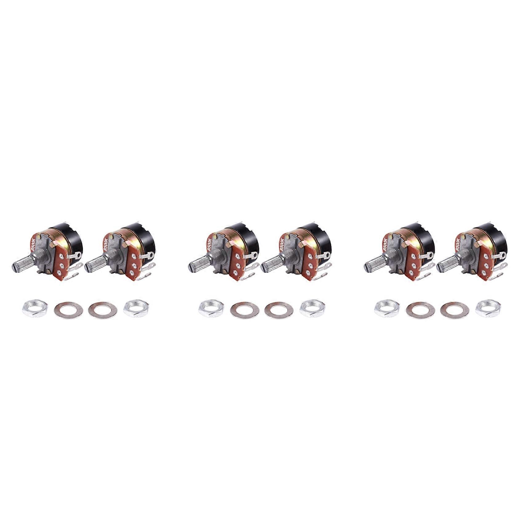 6Pcs 500K Ohm Single Linear Taper Potentiometers with On/Off Switch