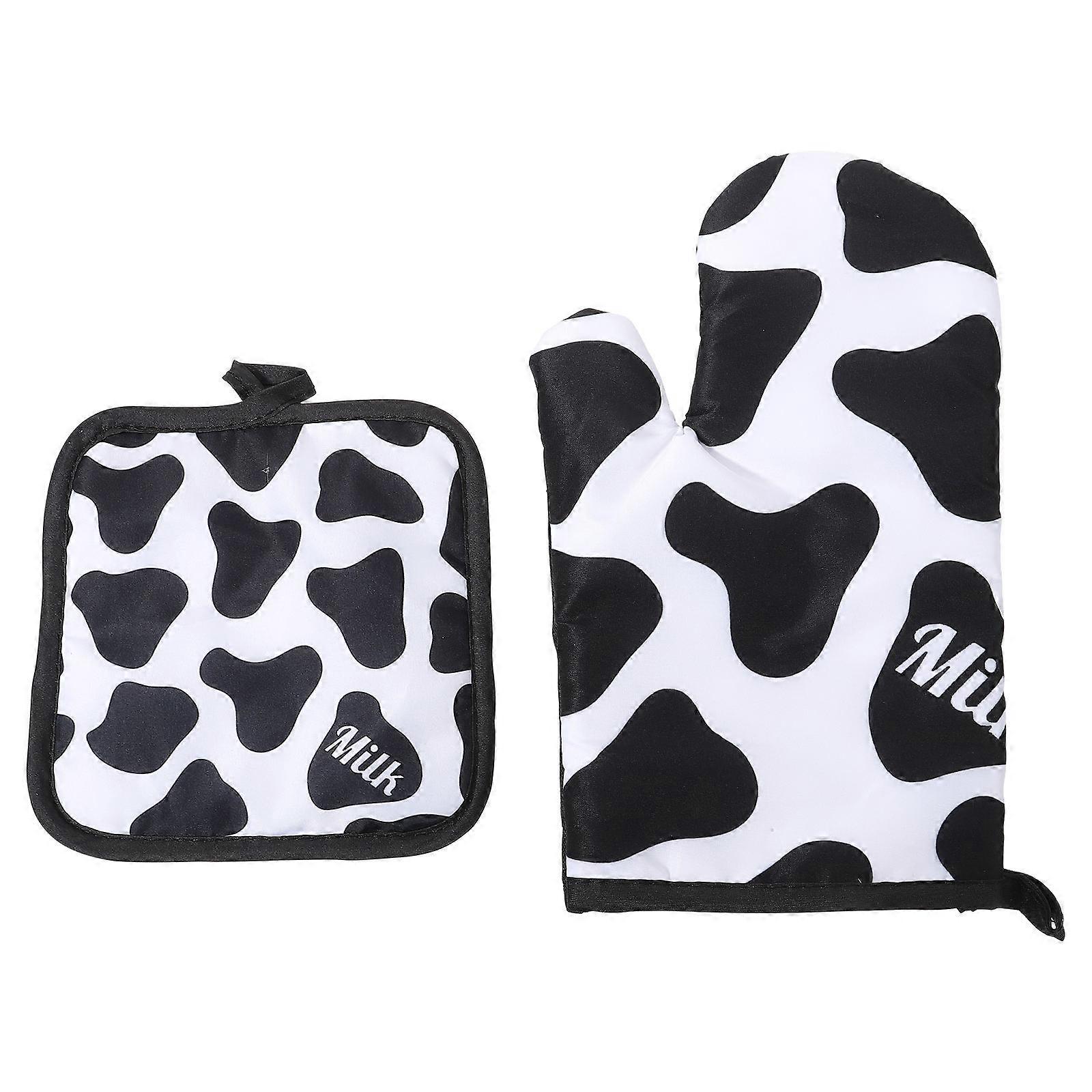 Heat Resistant Microwave Oven Mitts for Protective 1Set Black Baking Gloves