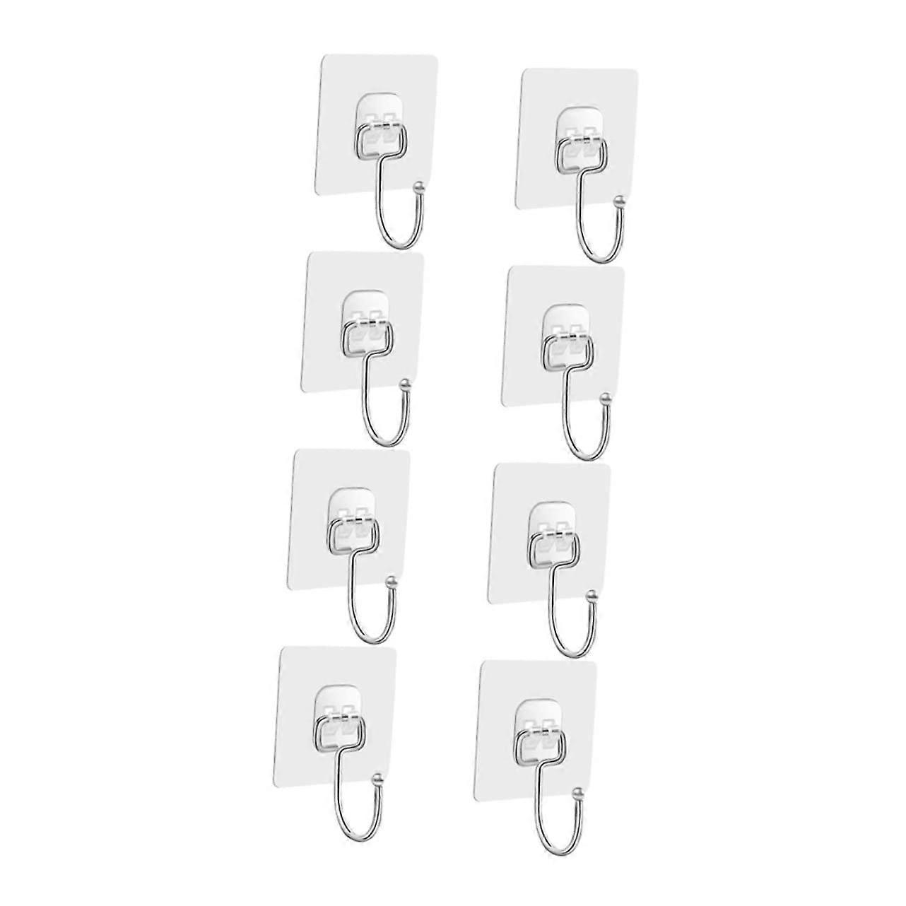 Adhesive Wall Hooks Transparent Heavy Duty 8pcs for Kitchen Bathroom Office Space Saving Durable
