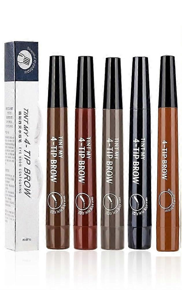 Waterproof Microblading Eyebrow Pencil 4Tip LongLasting Brow Pen with Precision Applicator
