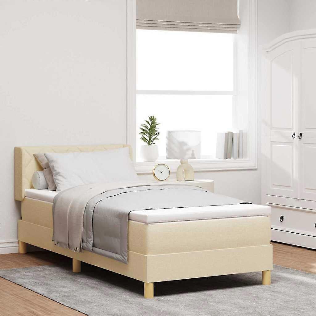 Boxspringbett mit Matratze Creme 190 x 90 cm Polyester