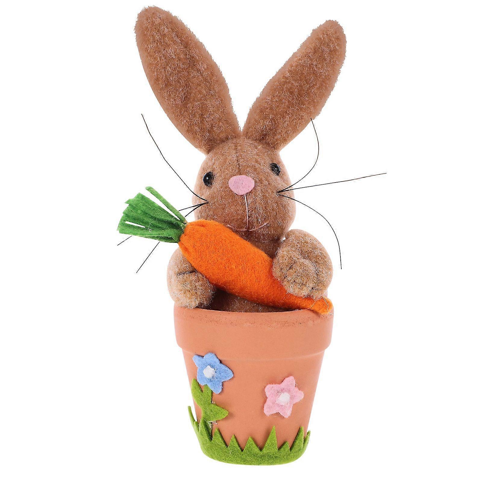 Easter Bunny In Pot Statue Easter Rabbit Figurine Easter Bunny Decoration