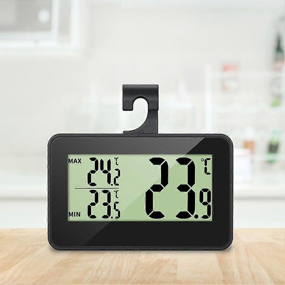 Digital Fridge Thermometer with LCD, Dual Temperature Humidity Display, Max Min Memory, Black