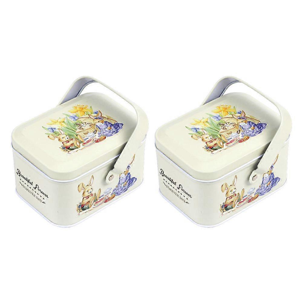 2 Pcs Easter Candy Boxes Iron Candy Storage Box Peactical Party Favor Boxes