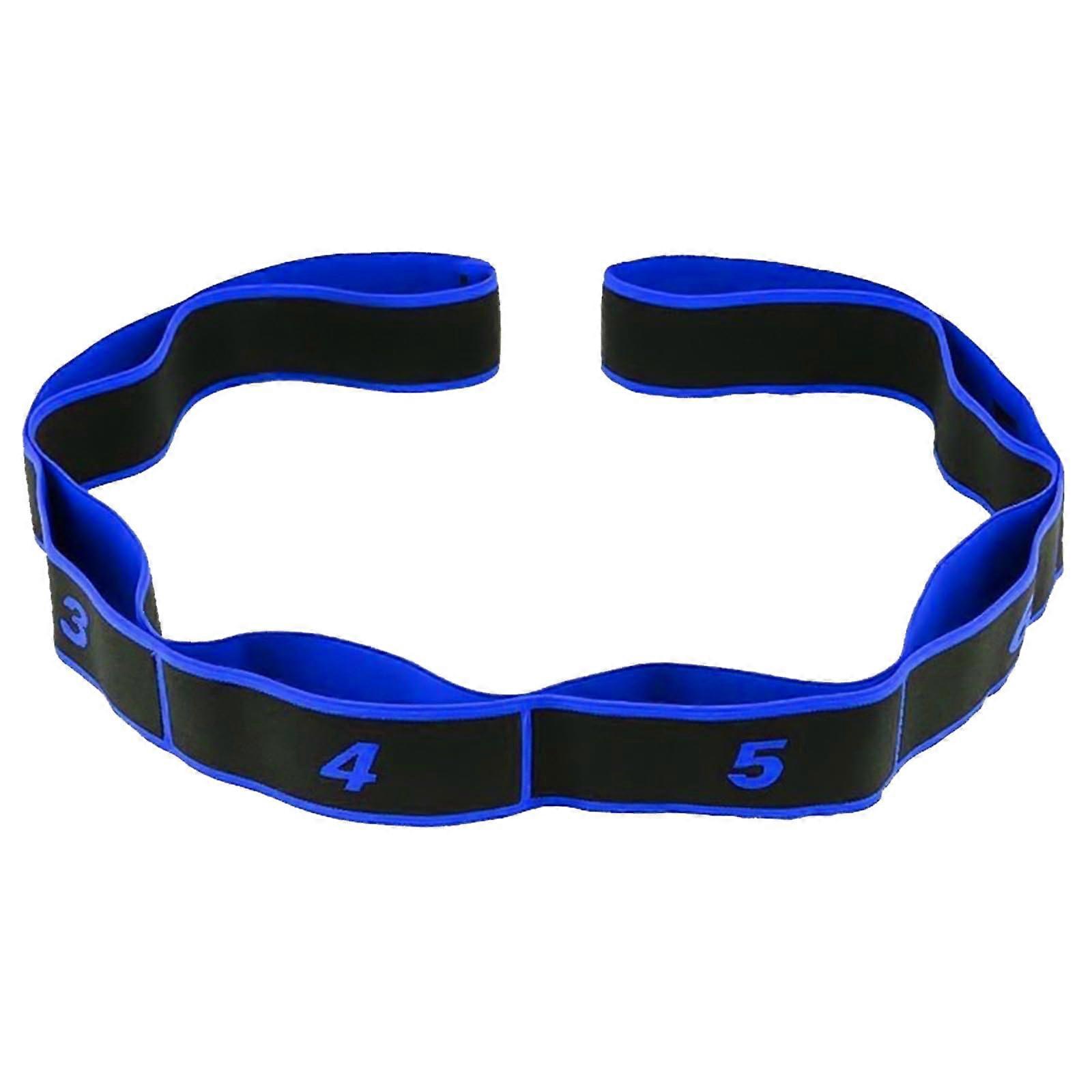 Yoga Stretch Strap with 8 Loops for Flexibility Training and Physical Therapy  Blue