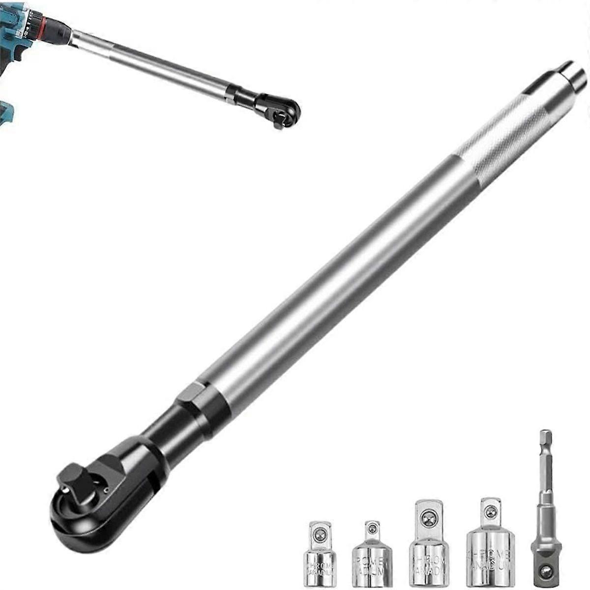 1/2-Inch Multi-Function Electric Extension Wrench, Extension Wrench-Impact,with 4 Conversion Adapters, for Tight Spaces