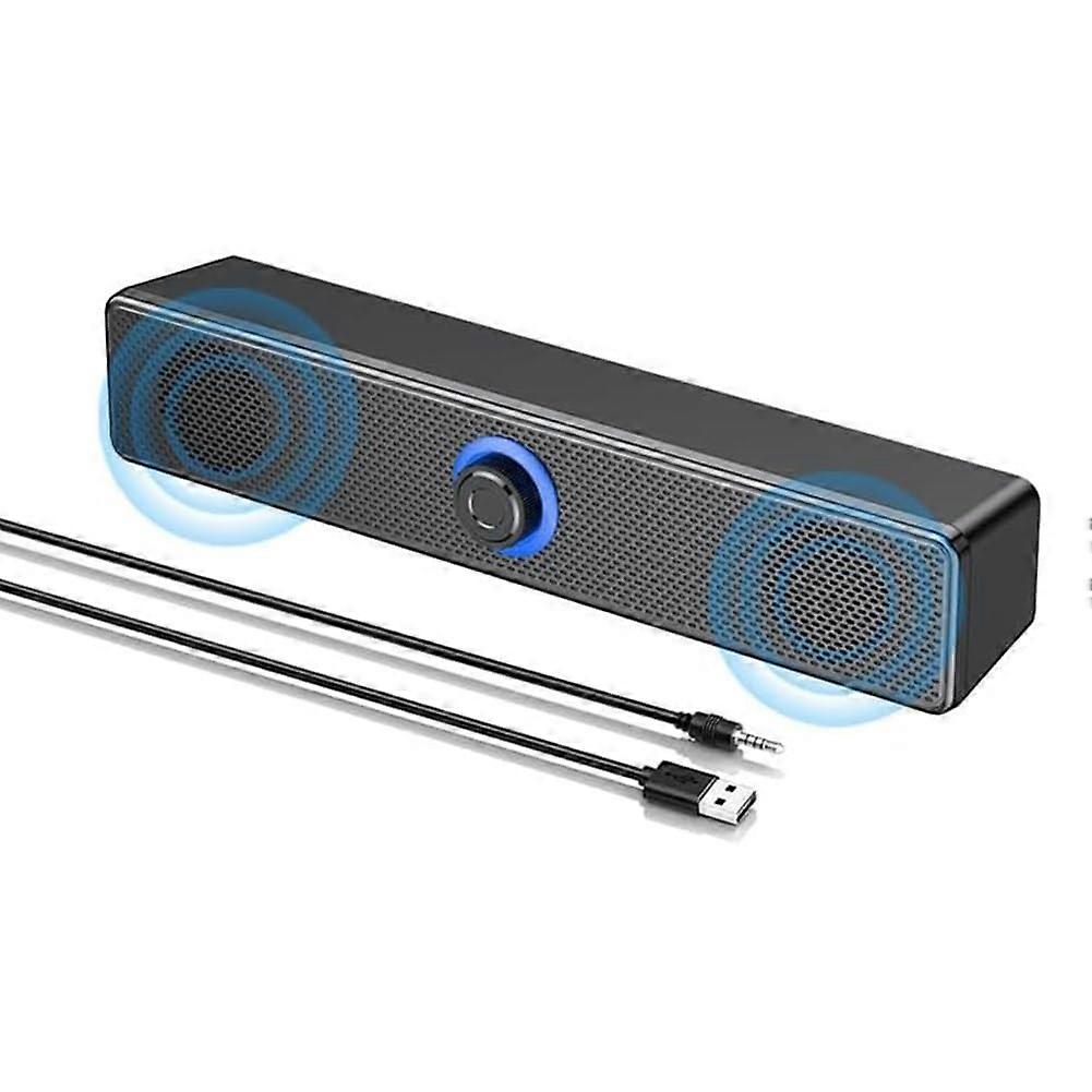 Bluetooth Computer Speakers with Deep Bass, USB Powered PC Soundbar with Volume Knob and Aux Input