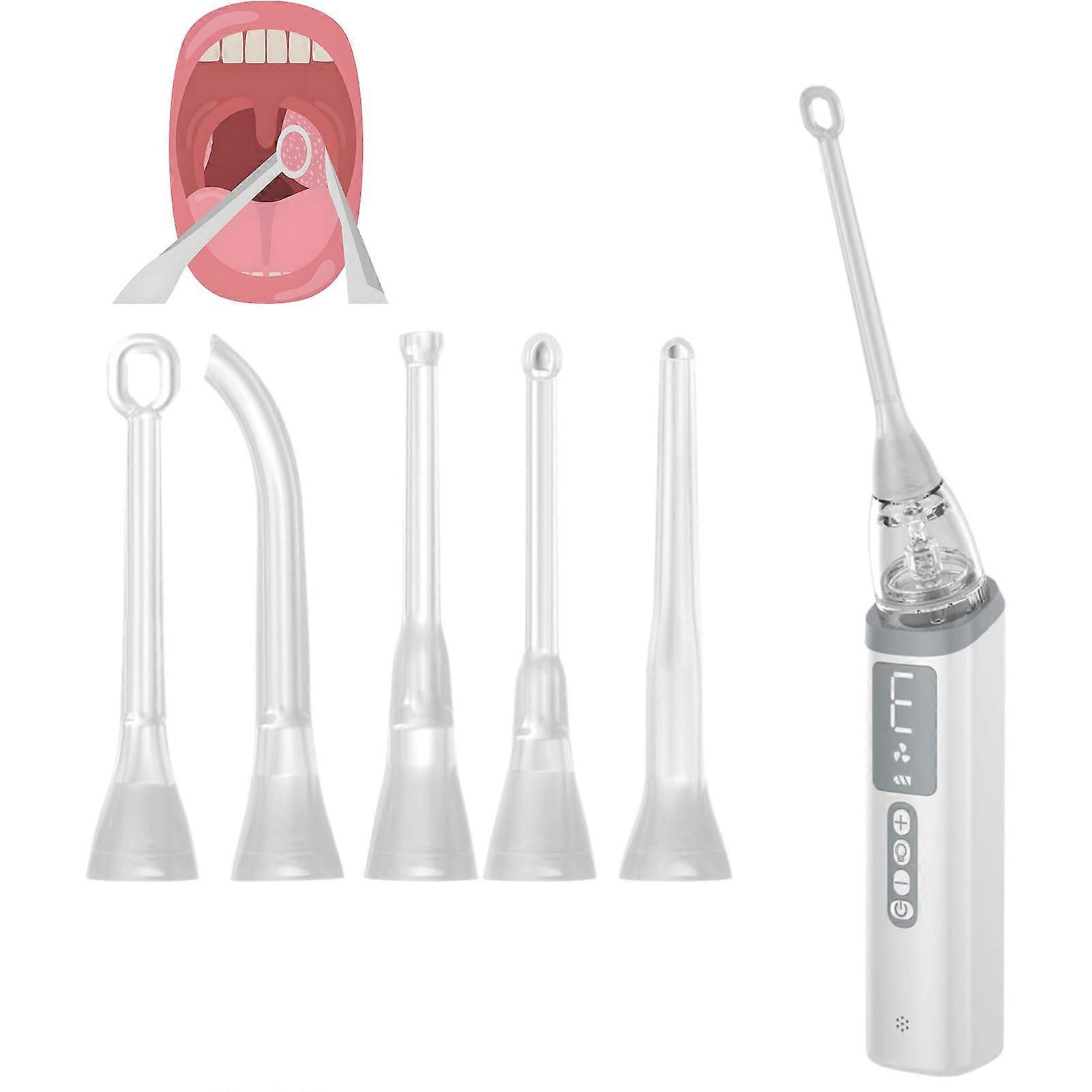Tonsil Stone Removal Tool with 3Level Adjustable Suction and 5 Soft Silicone Tips for Bad Breath