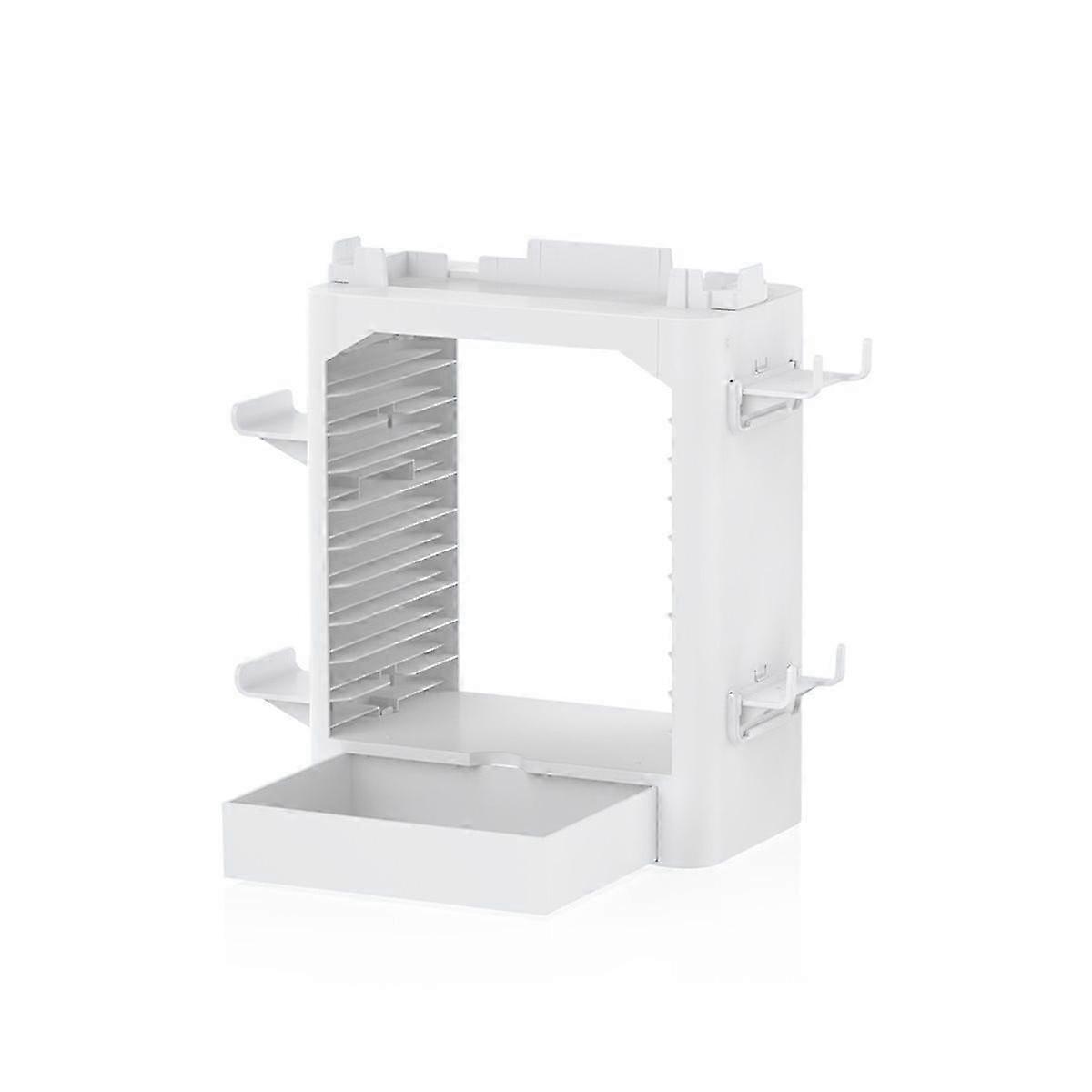 Game Disc Rack, White ABS, with Storage Box, Controller Hanger and Game Storage Tower