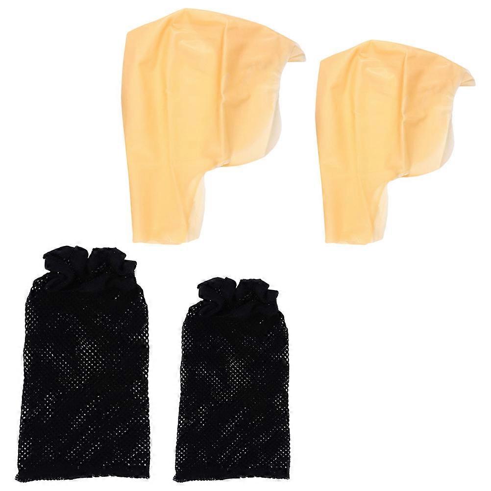 Bald Cap Men Realistic Bald Effect Cosplay Accessory Assorted Color Latex Polyester 2 Sets