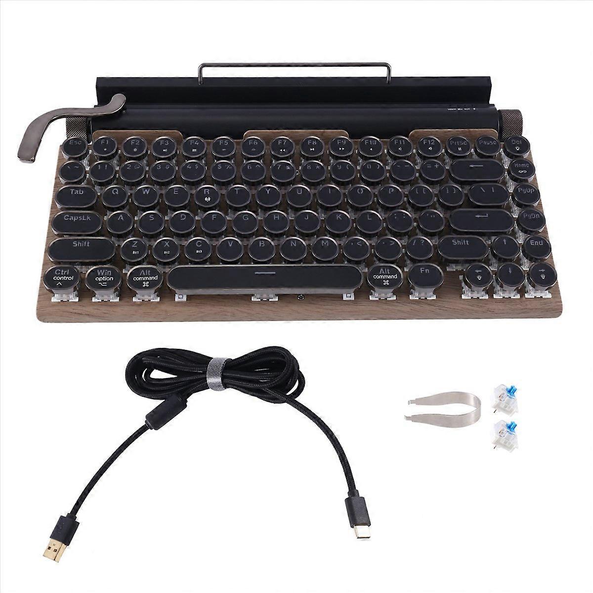 83 Keys Wireless Bluetooth Keyboard USB Mechanical Punk Keycaps