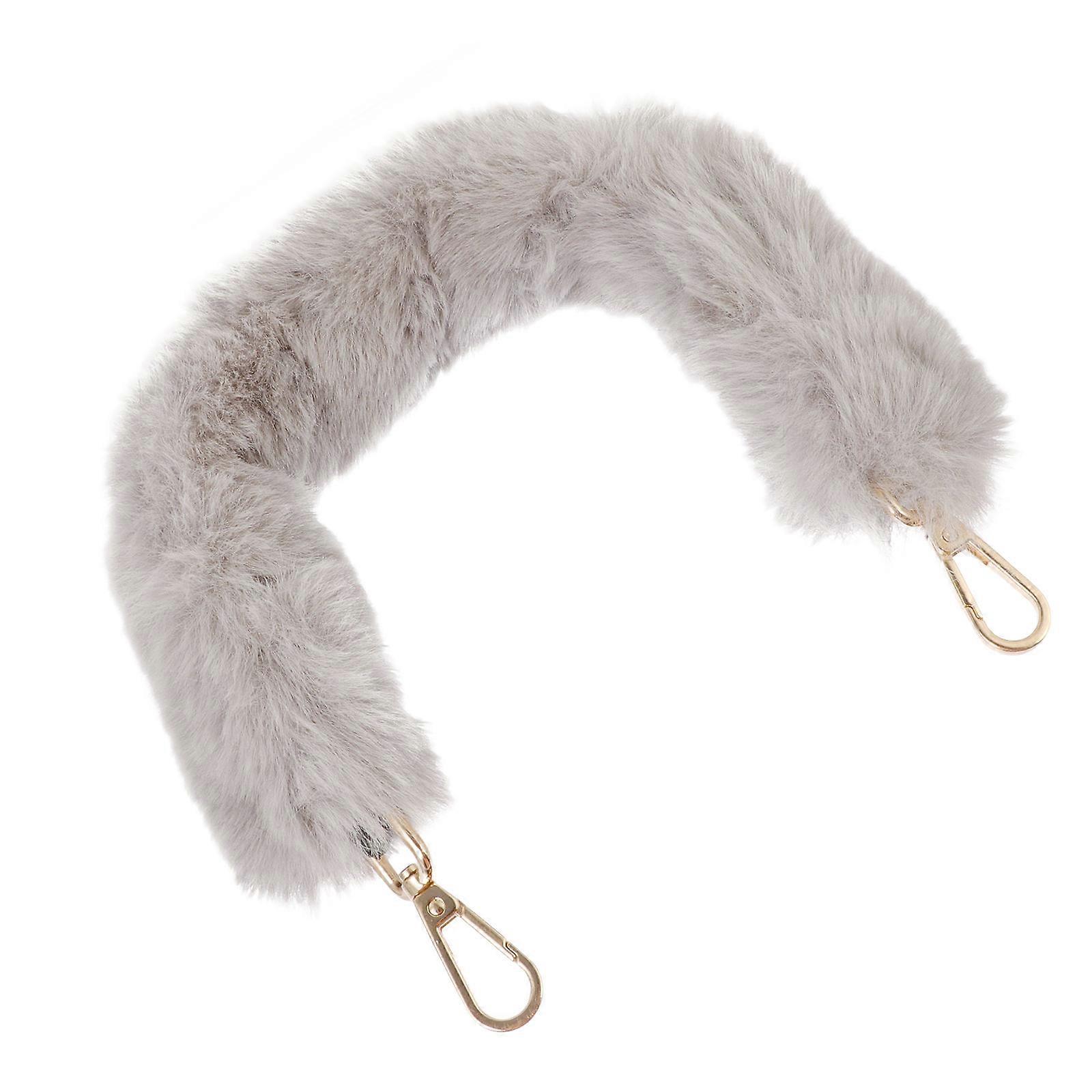 Plush Replacement Strap for Handbag Decor Light Grey Purse Strap