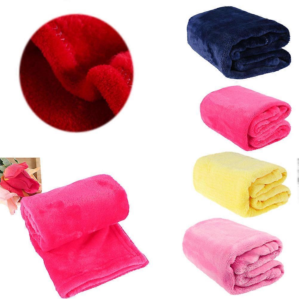 Solid Color Flannel Blanket for Warming Use Red Bed Blanket