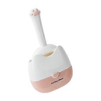 Cat Litter Scoop with Holder, Fine Mesh Wall Mounted Sifter, 2 in 1 Space Saving Design, Pink